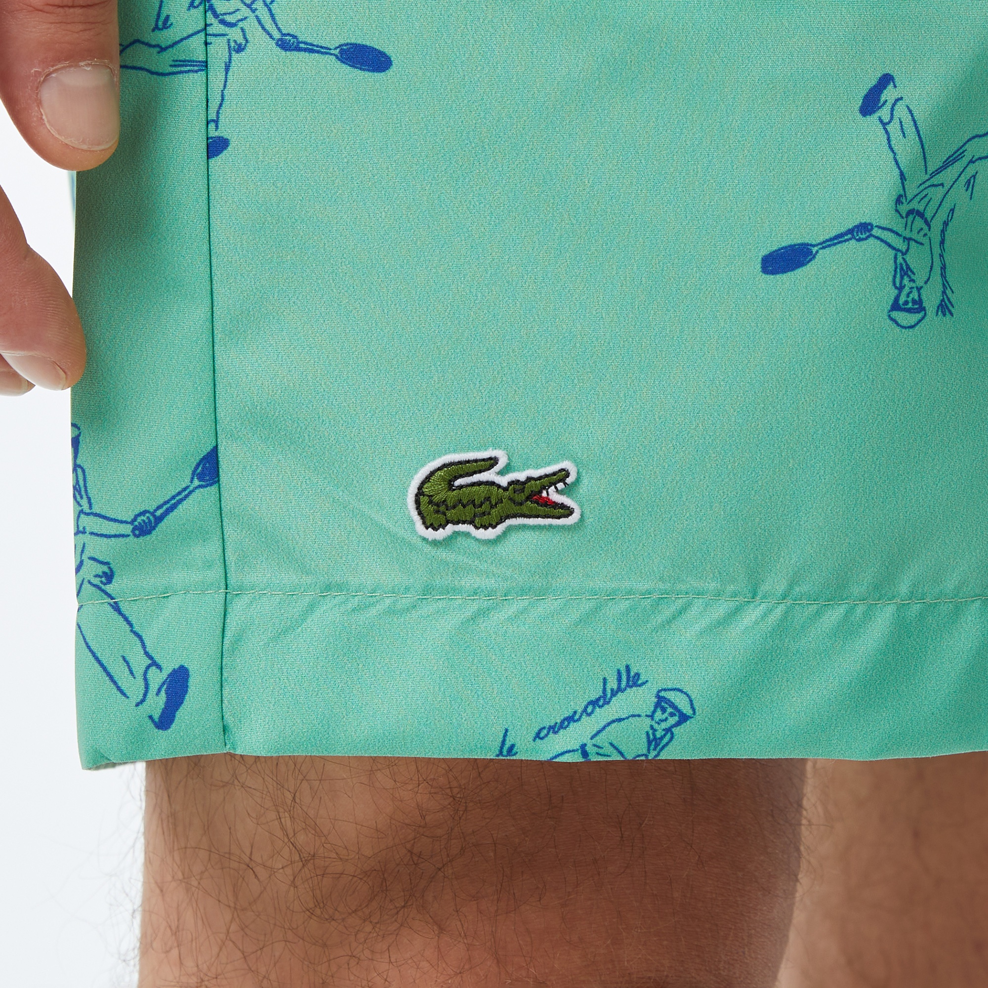 Lacoste Erkek Regular Fit Desenli Yeşil Mayo