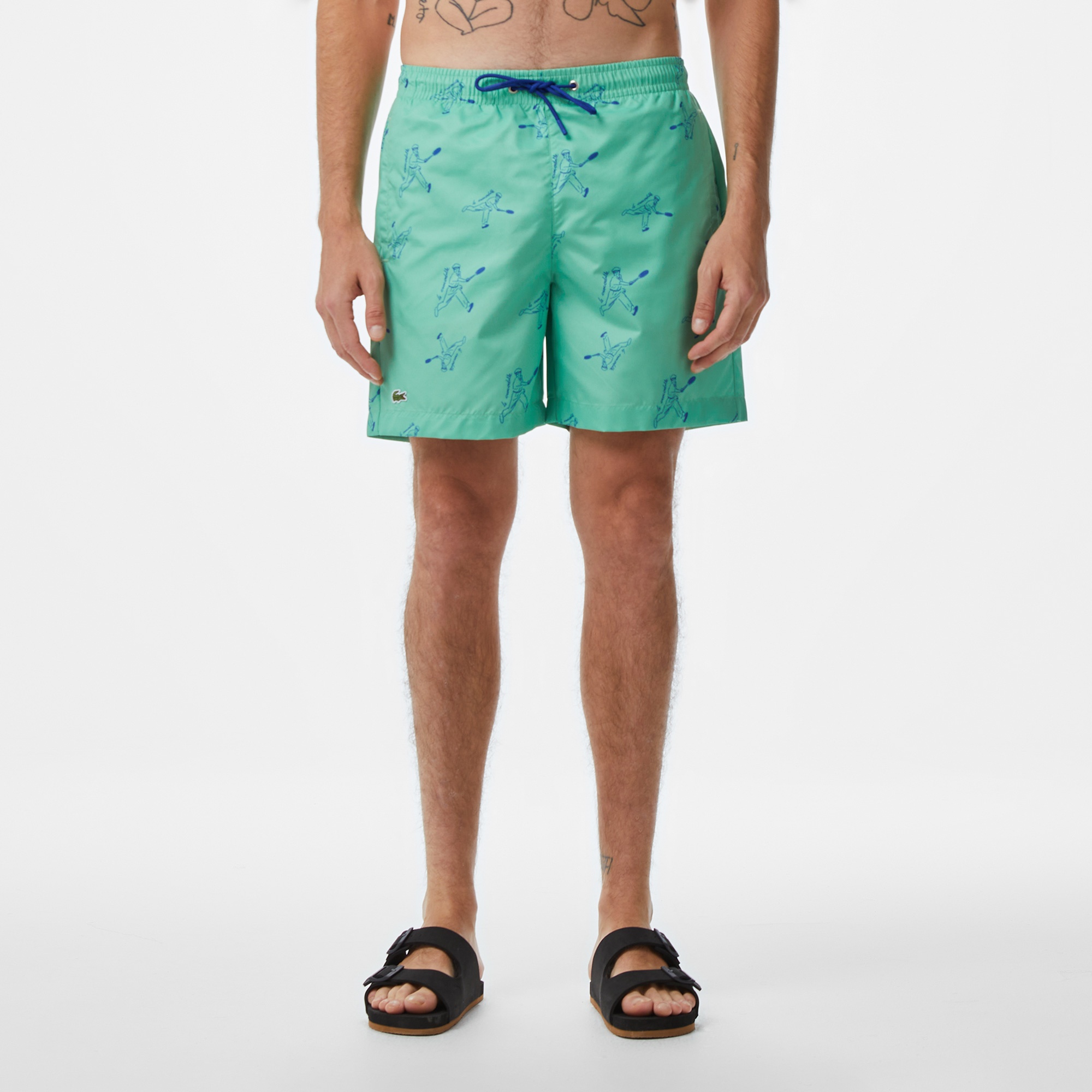 Lacoste Erkek Regular Fit Desenli Yeşil Mayo