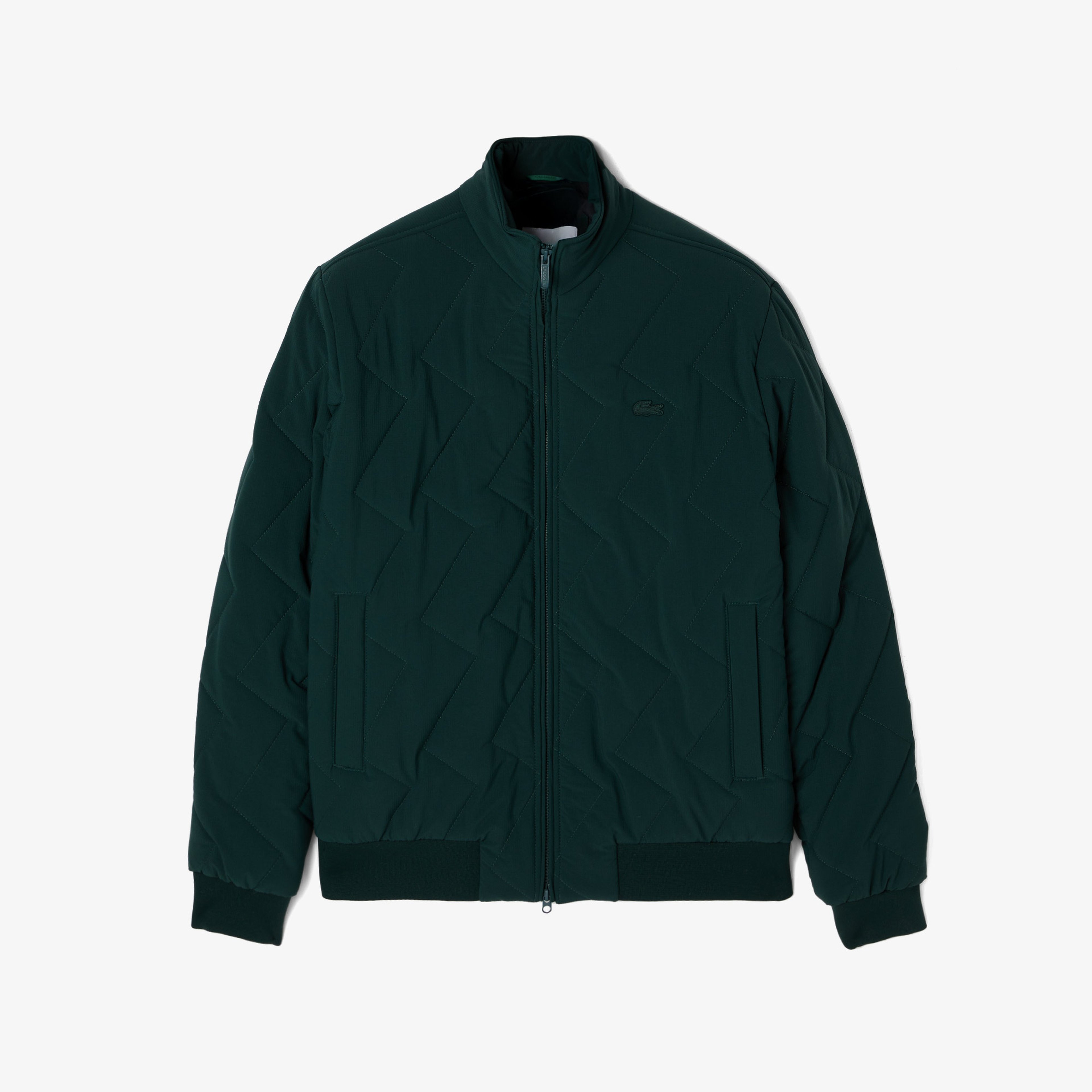 Erkek Dik Yaka Kapitone Koyu Yeşil Mont