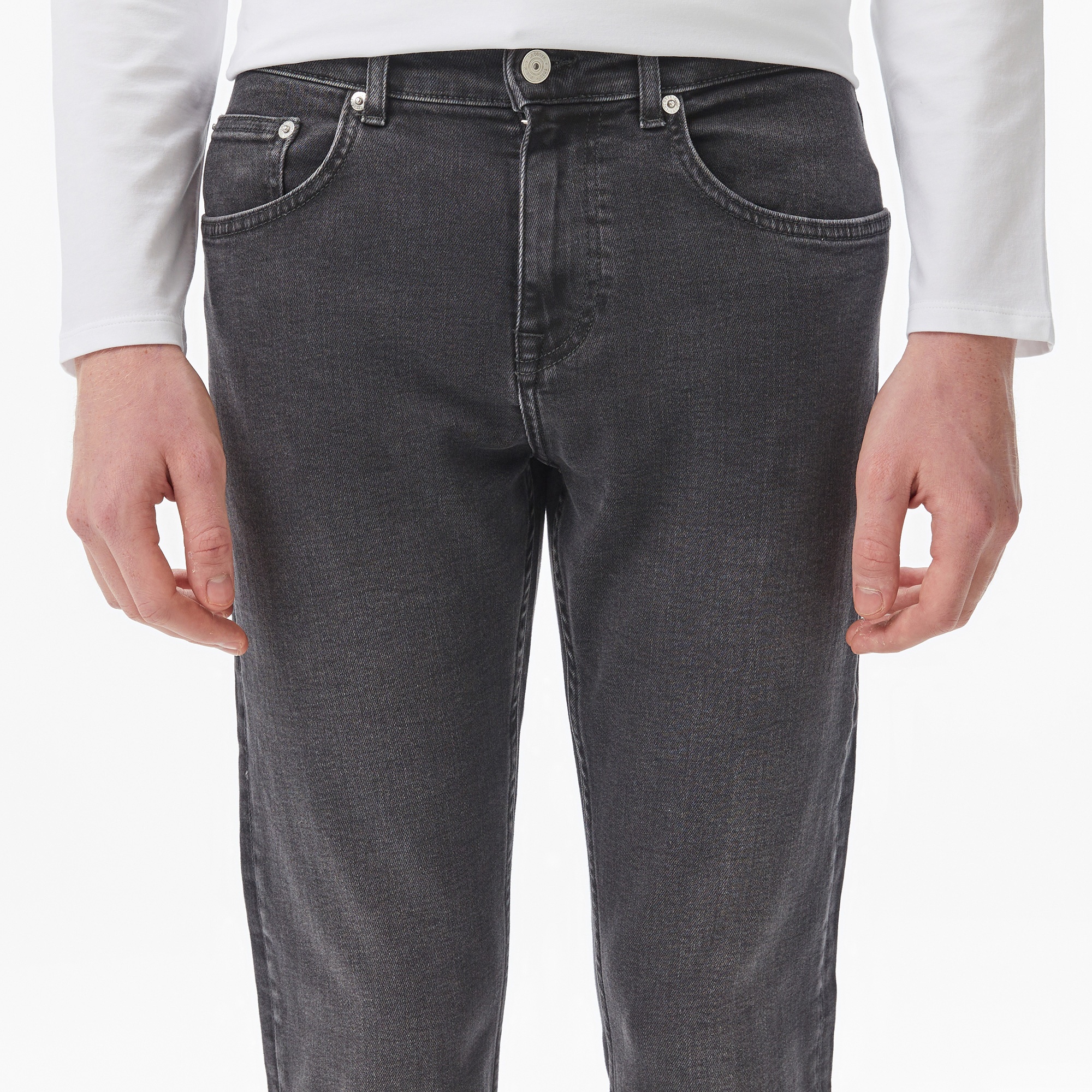 Erkek Slim Fit Gri Jean Pantolon
