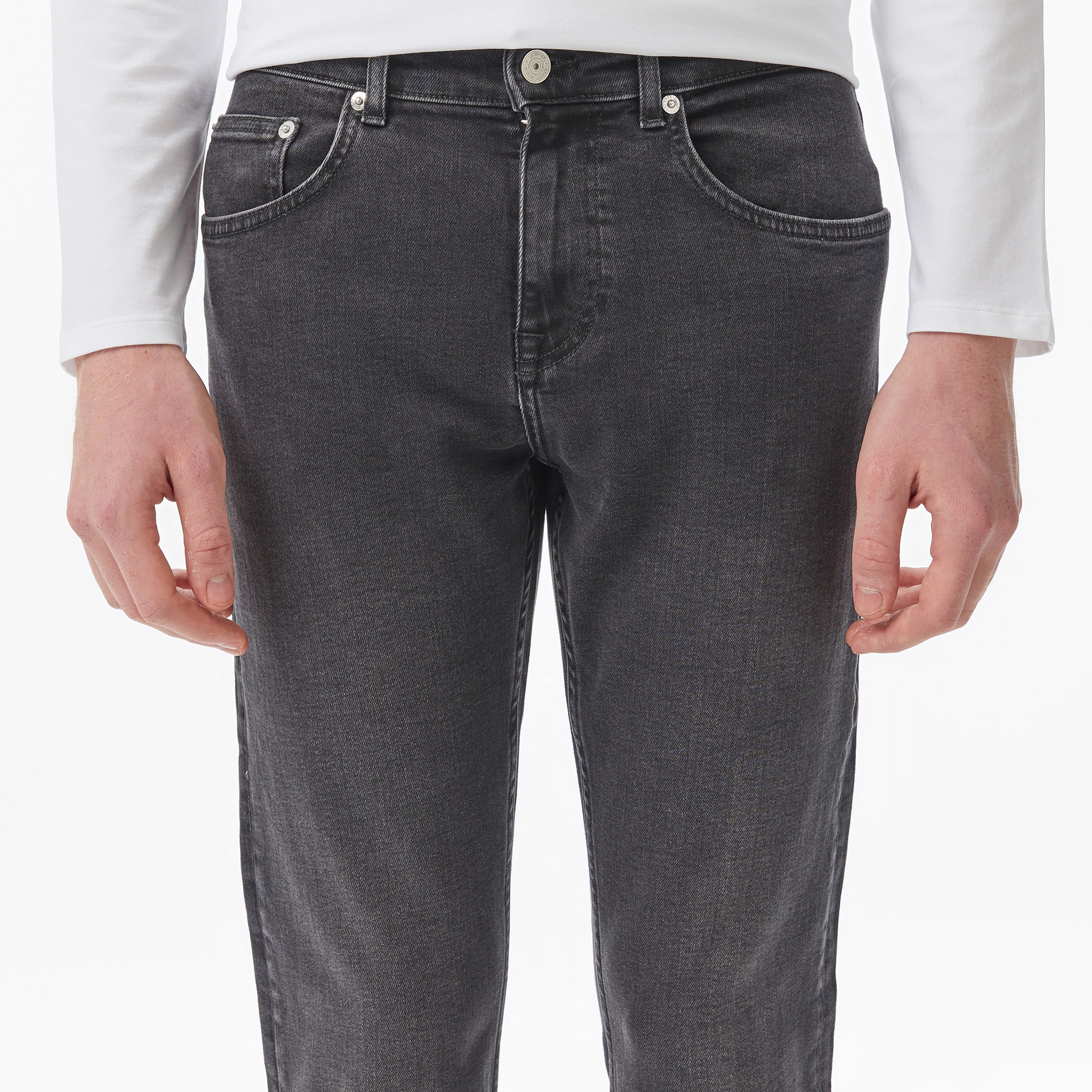 Erkek Slim Fit Gri Jean Pantolon