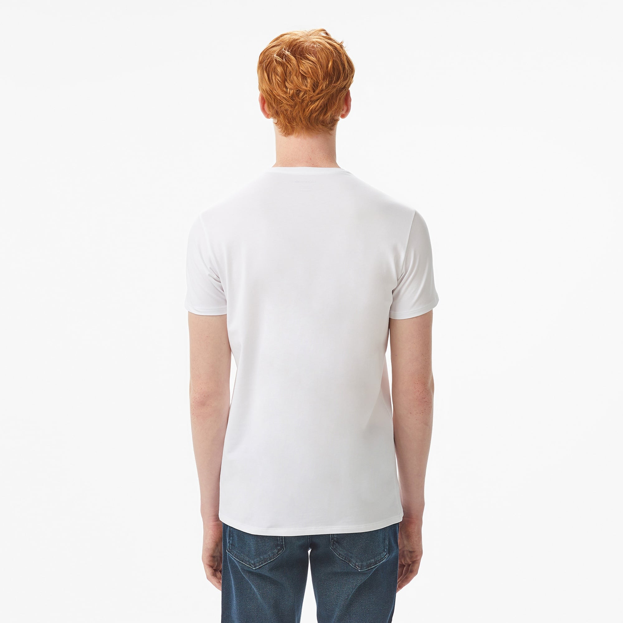 Erkek Slim Fit Bisiklet Yaka Beyaz T-Shirt