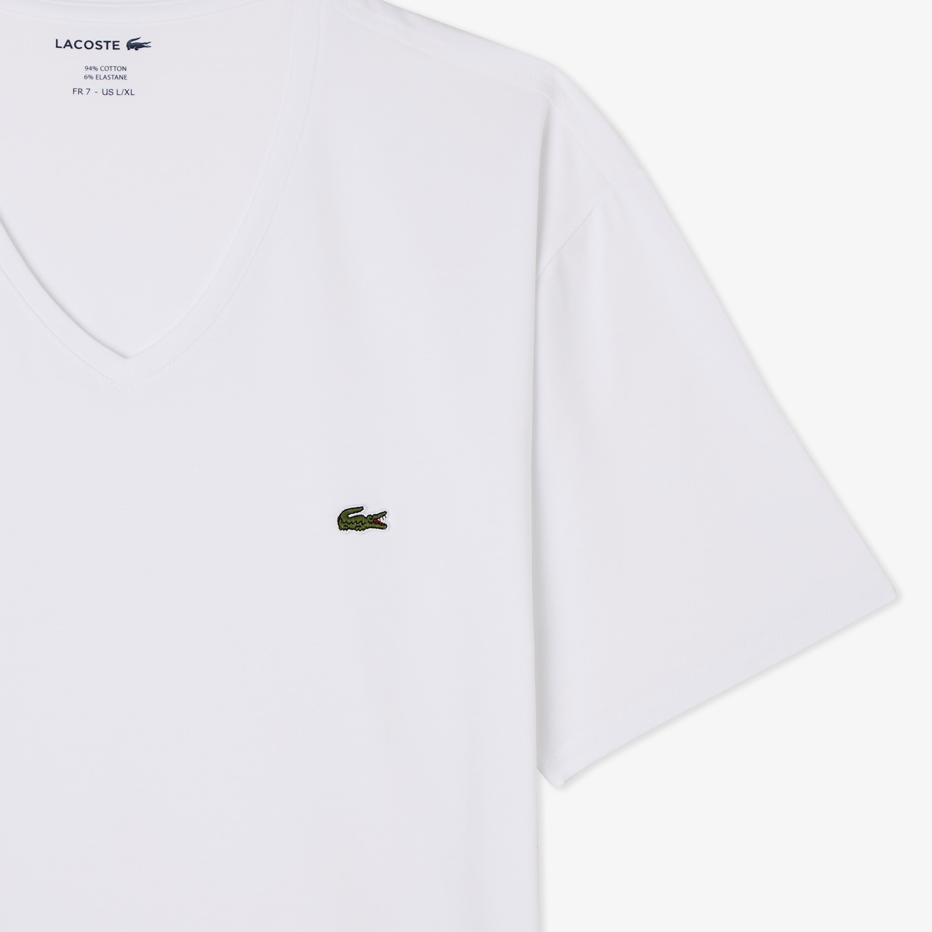 Erkek Slim Fit V Yaka Beyaz T-Shirt