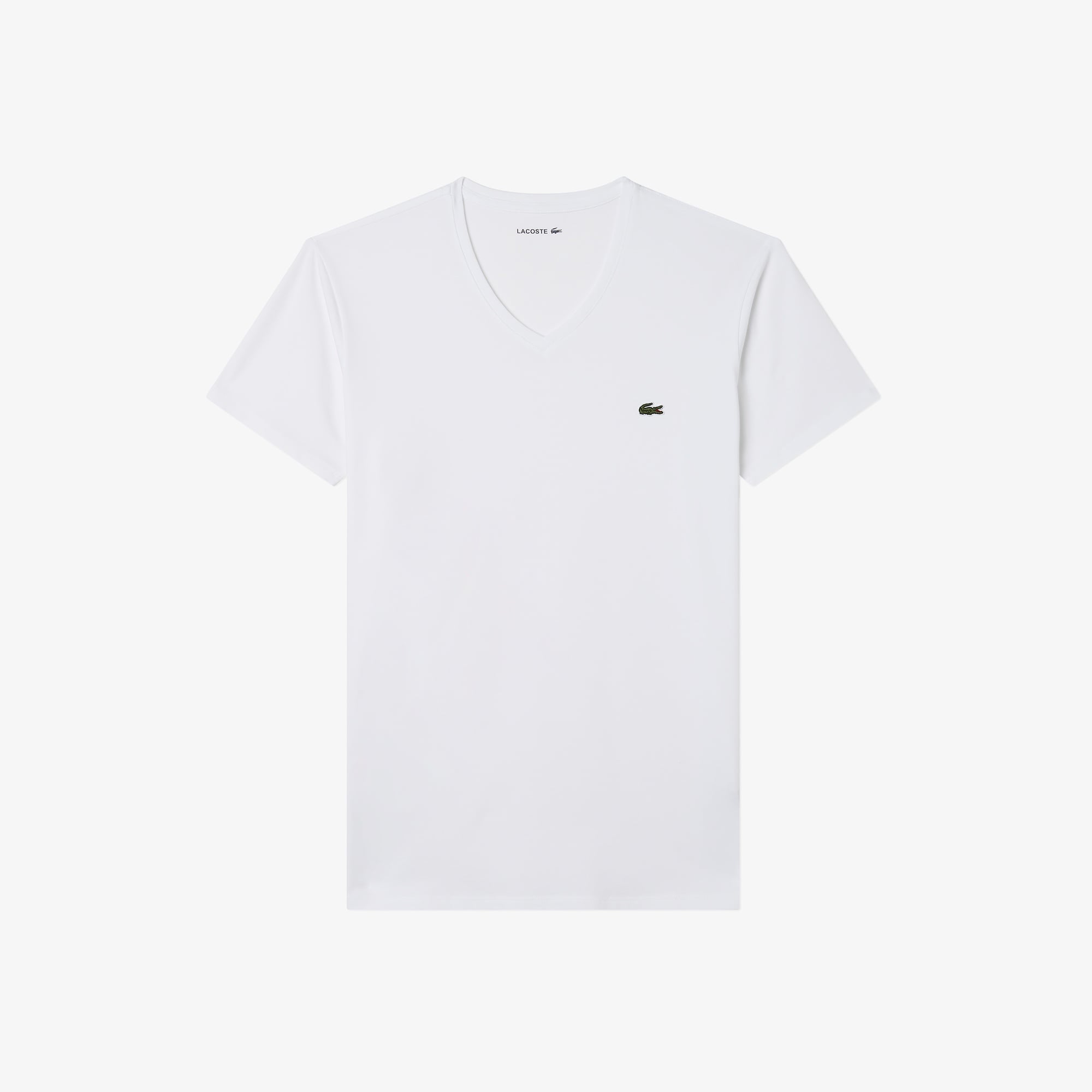 Erkek Slim Fit V Yaka Beyaz T-Shirt