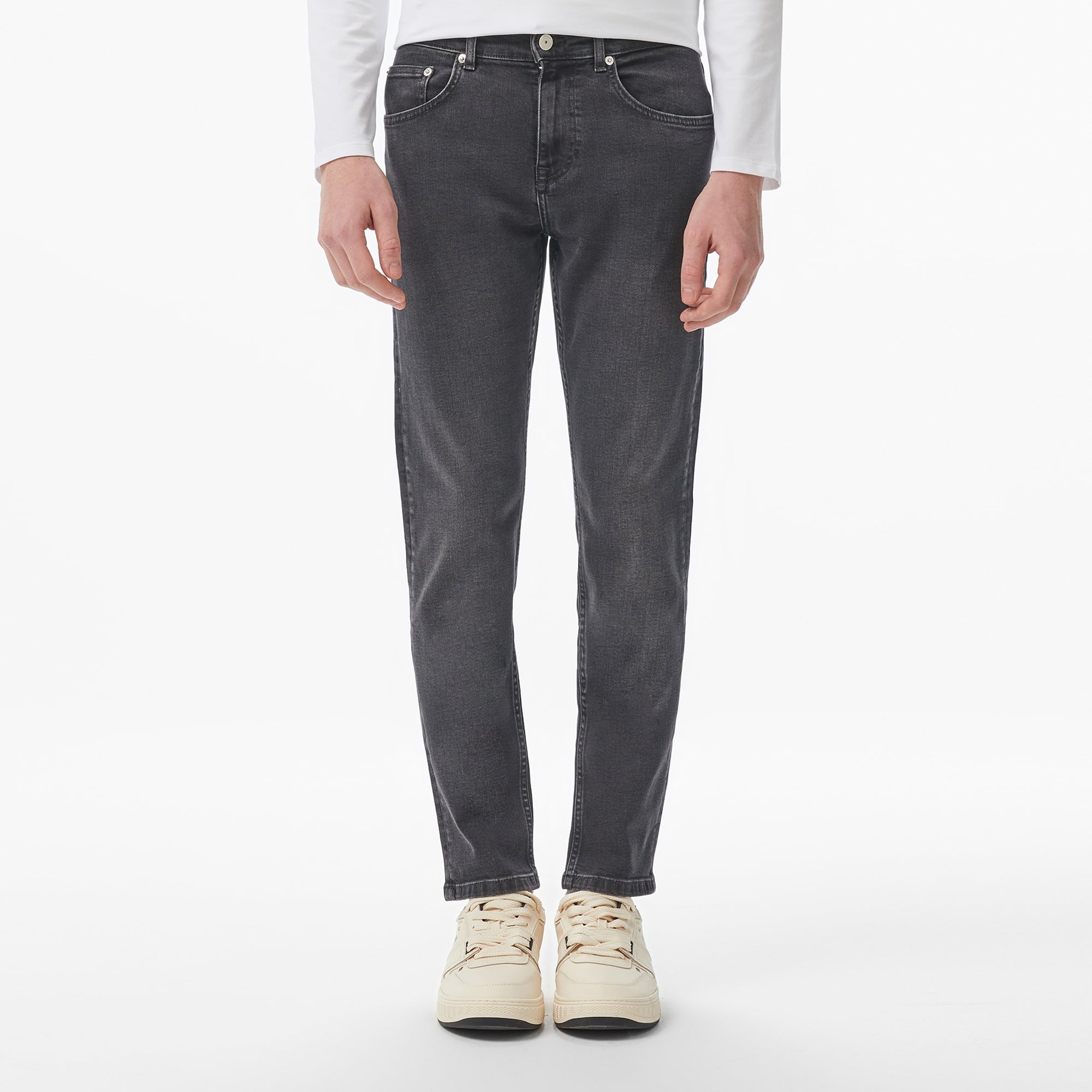 Erkek Slim Fit Gri Jean Pantolon