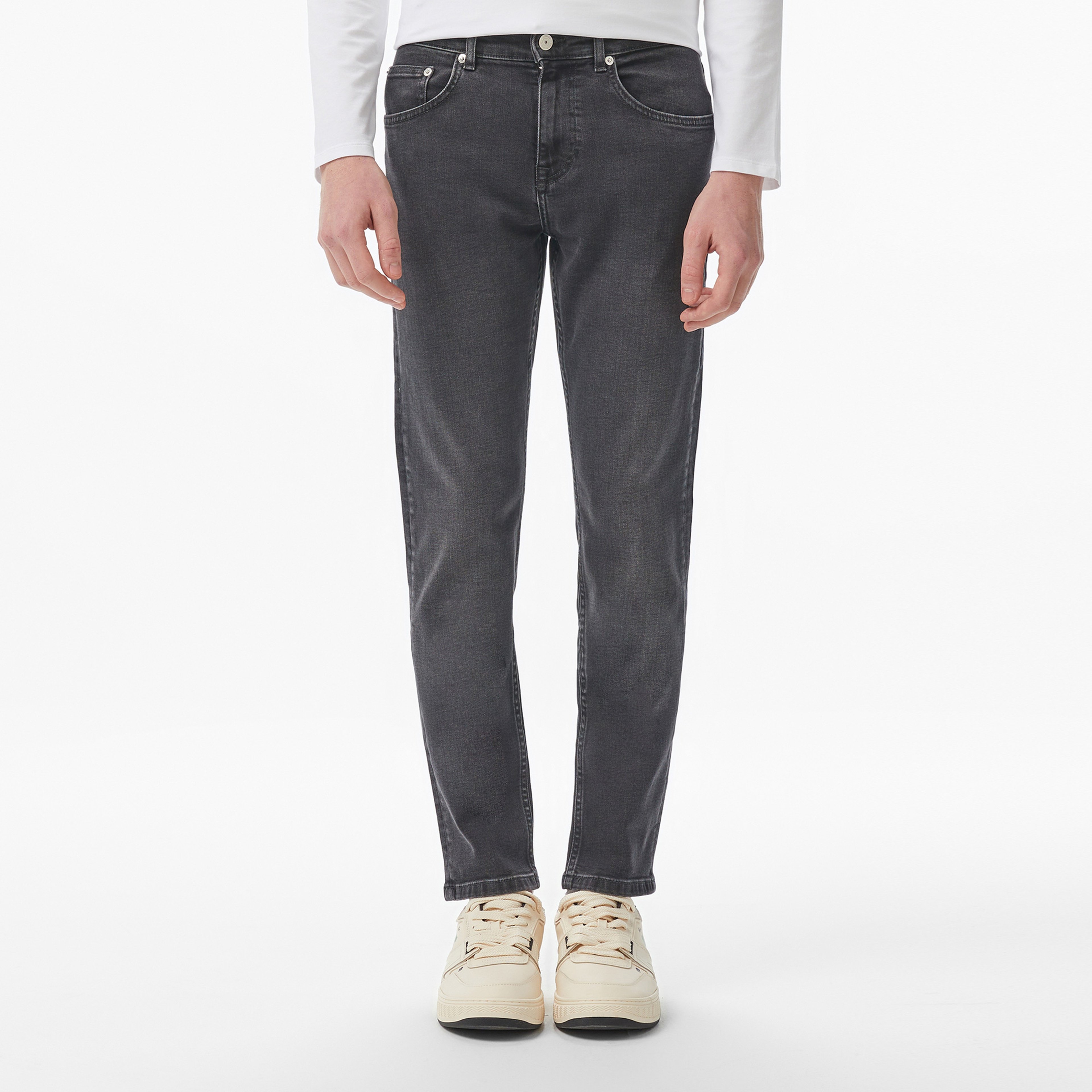 Erkek Slim Fit Gri Jean Pantolon