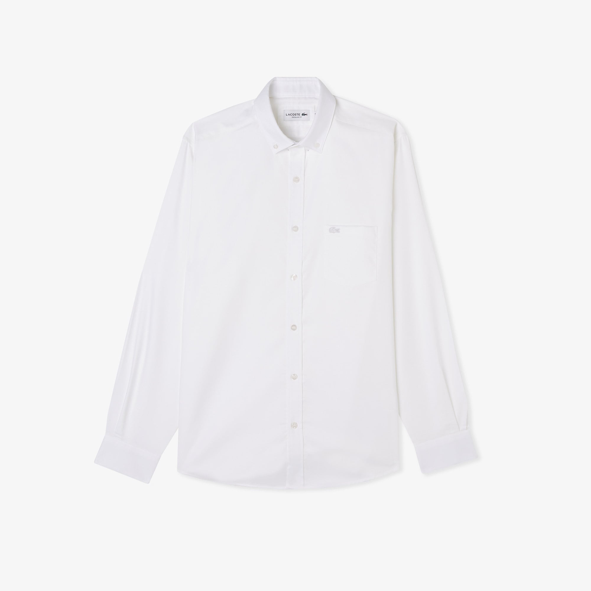 Erkek Regular Fit Düğmeli Yaka Beyaz Gömlek