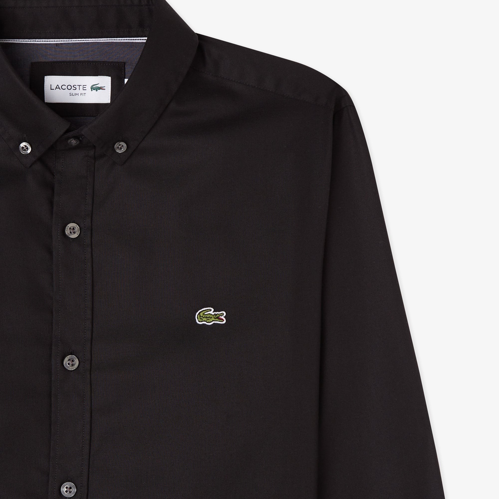 Erkek Slim Fit Düğmeli Yaka Siyah Gömlek