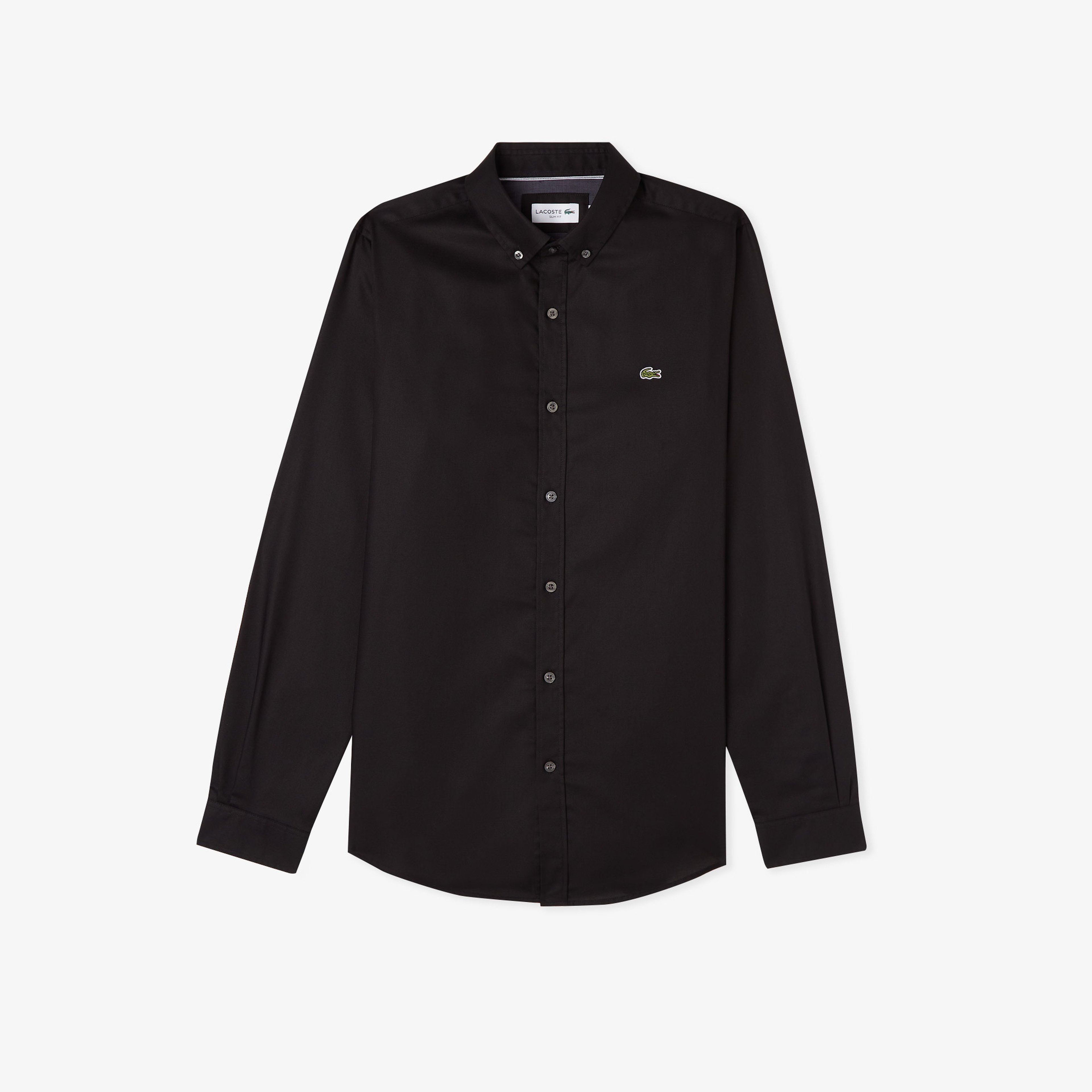 Erkek Slim Fit Düğmeli Yaka Siyah Gömlek