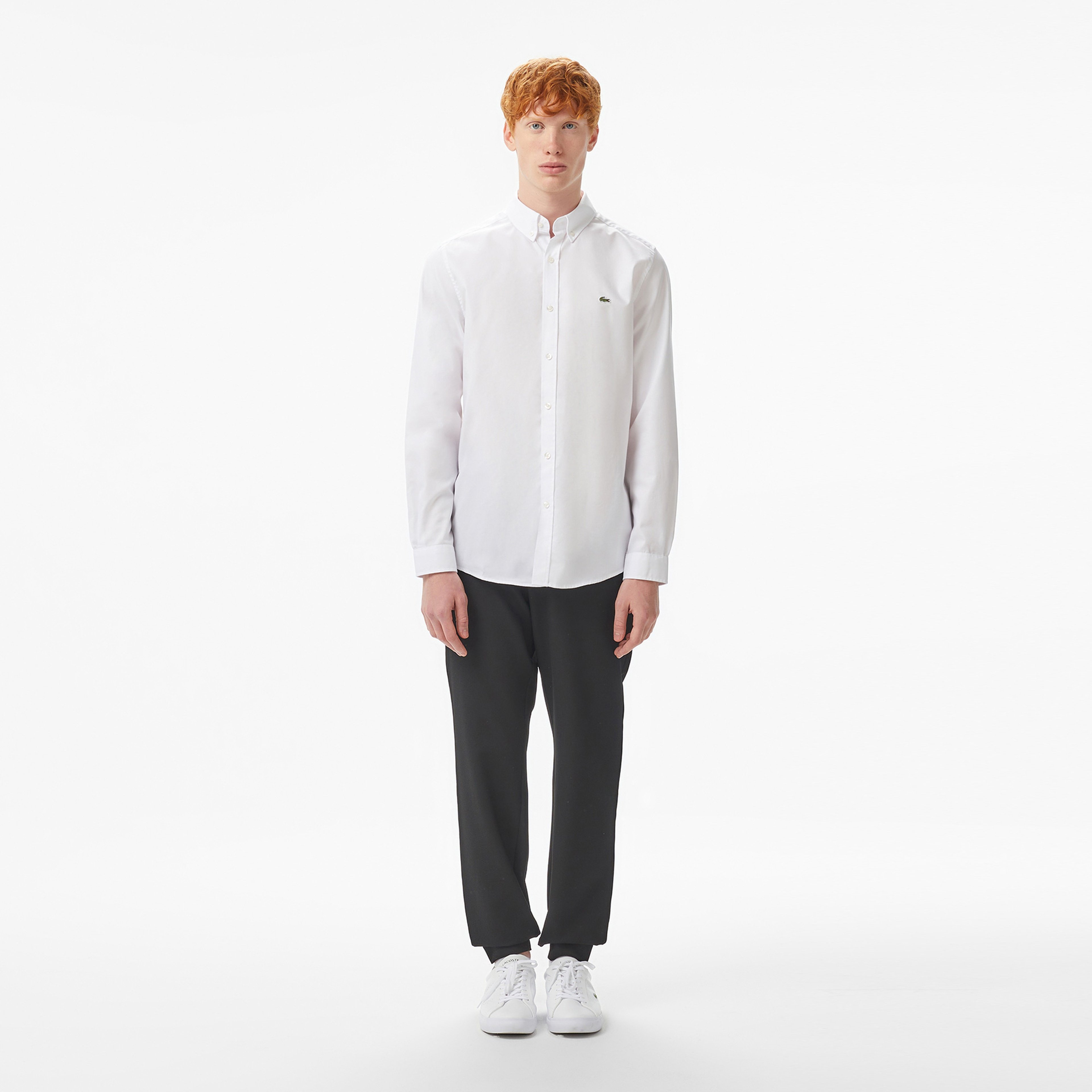 Erkek Slim Fit Düğmeli Yaka Beyaz Gömlek Erkek Slim Fit Düğmeli Yaka Beyaz Gömlek