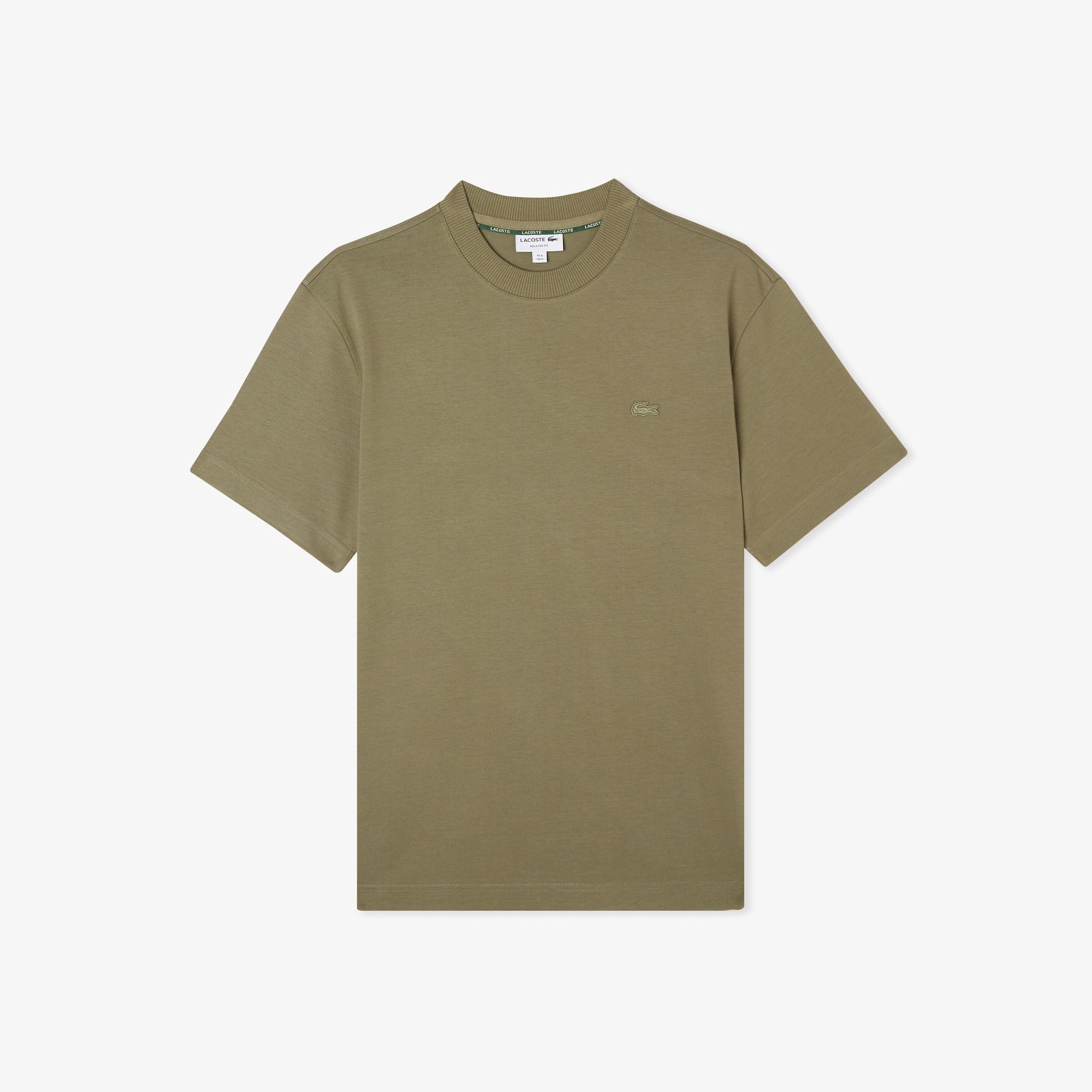 Erkek Relaxed Fit Bisiklet Yaka Haki T-Shirt