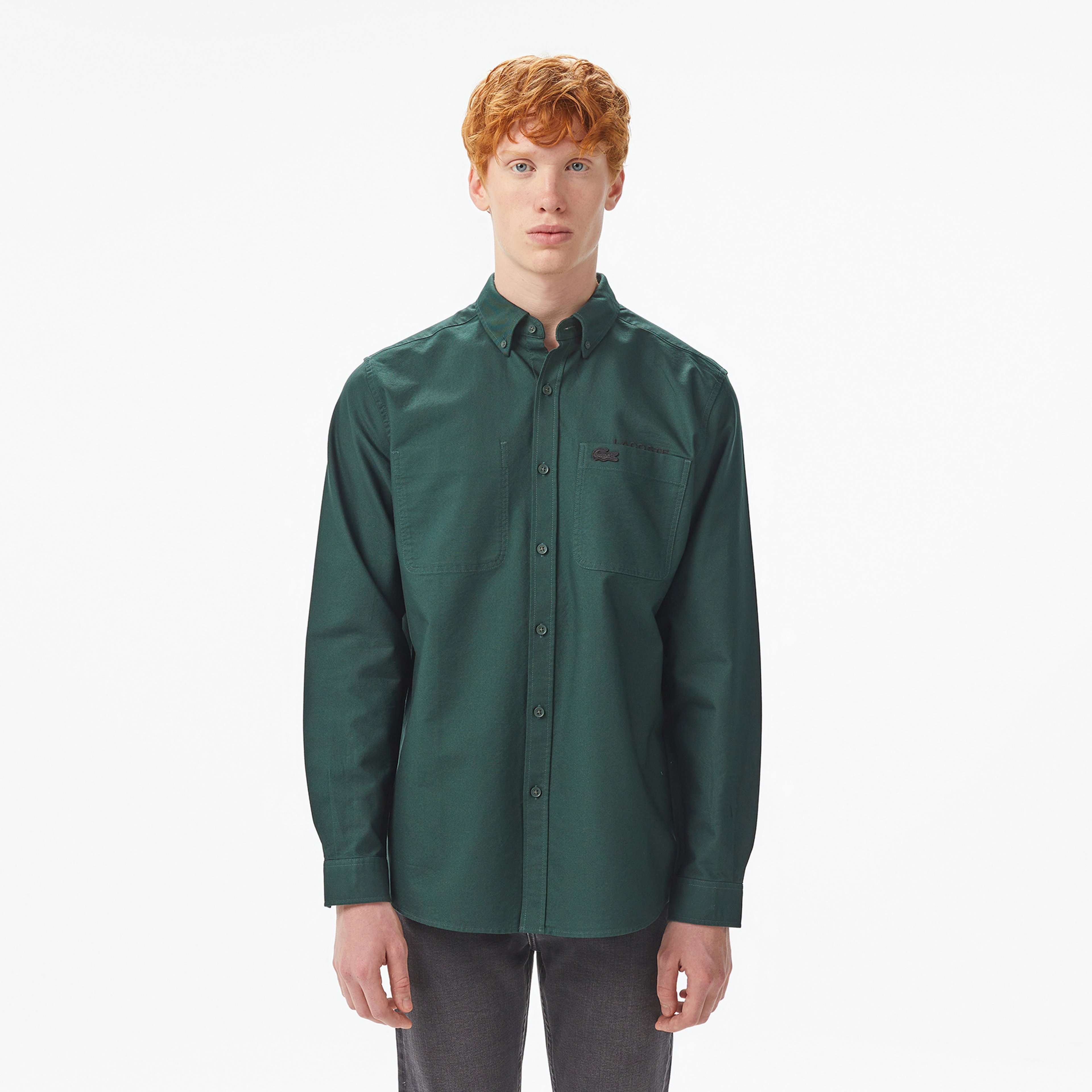 Erkek Regular Fit Düğmeli Yaka Yeşil Gömlek Erkek Regular Fit Düğmeli Yaka Yeşil Gömlek