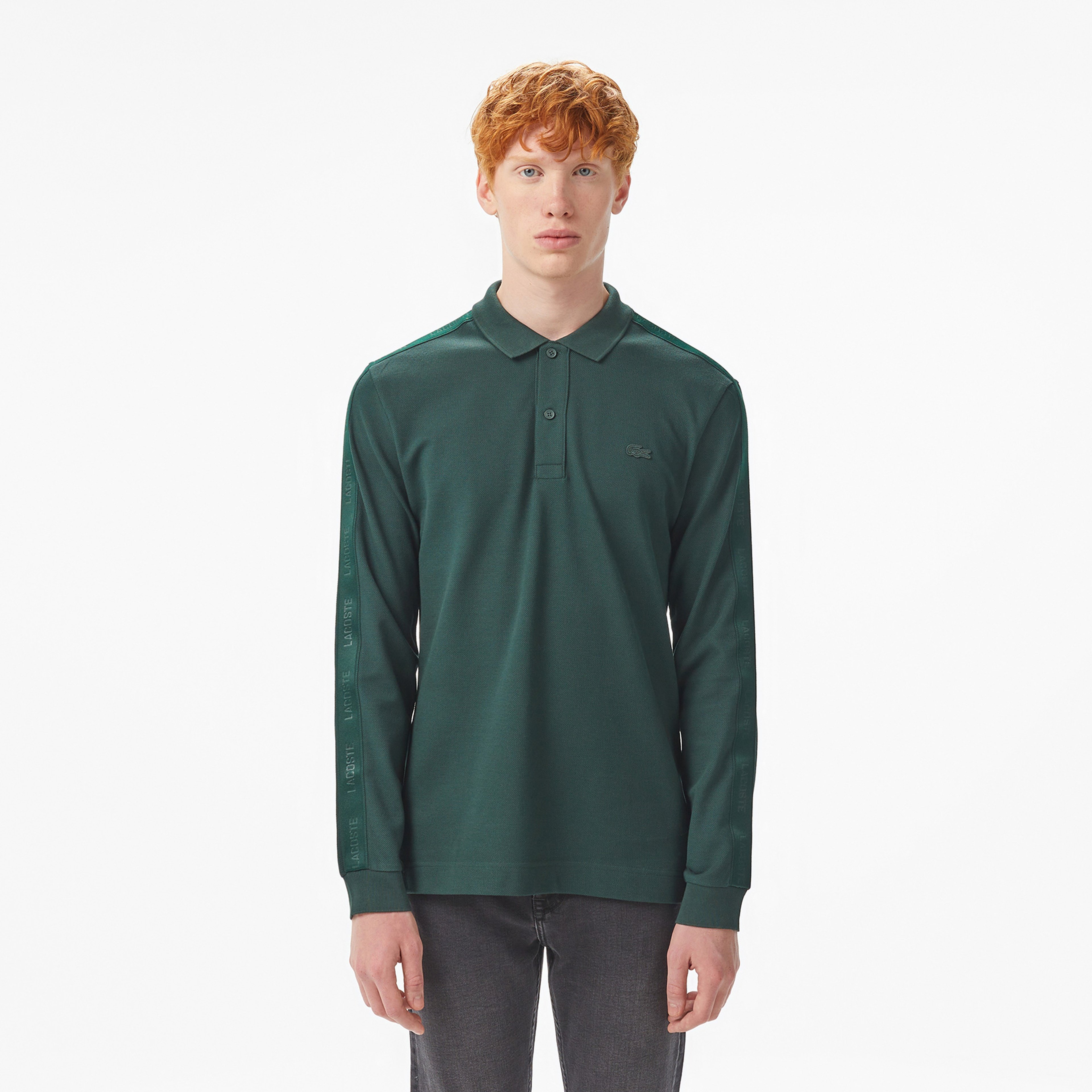 Erkek Regular Fit Uzun Kollu Koyu Yeşil Polo Erkek Regular Fit Uzun Kollu Koyu Yeşil Polo