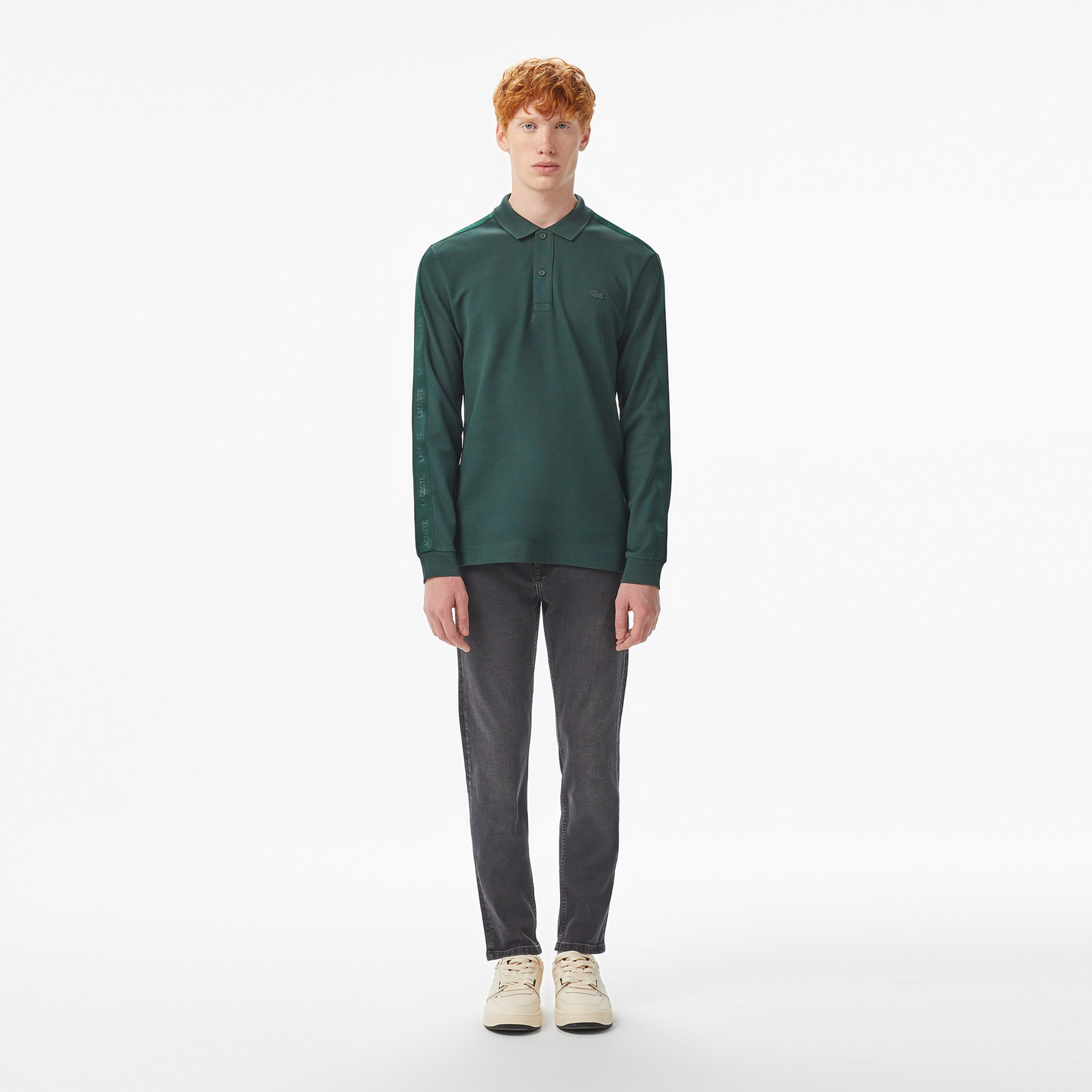 Erkek Regular Fit Uzun Kollu Koyu Yeşil Polo Erkek Regular Fit Uzun Kollu Koyu Yeşil Polo