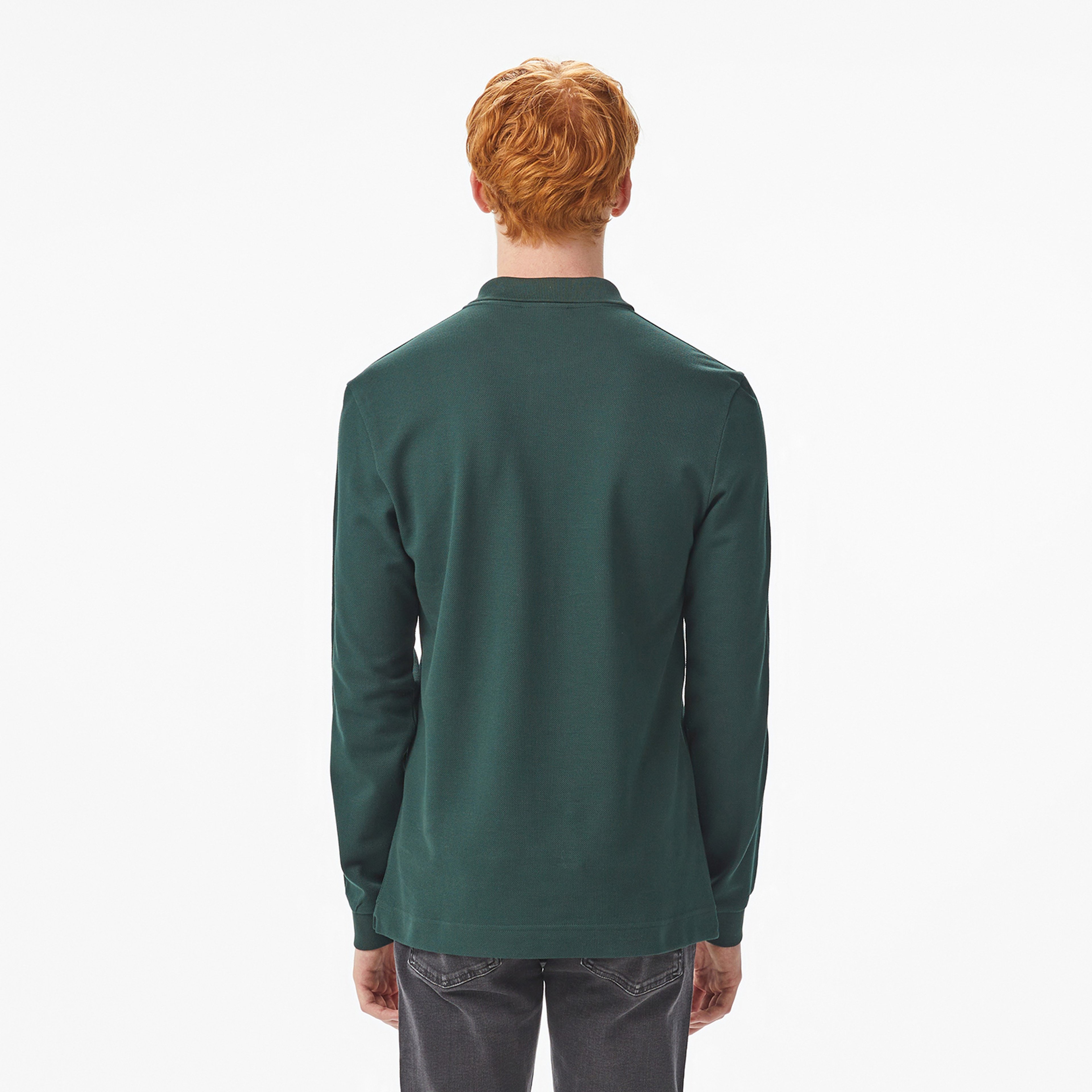 Erkek Regular Fit Uzun Kollu Koyu Yeşil Polo Erkek Regular Fit Uzun Kollu Koyu Yeşil Polo