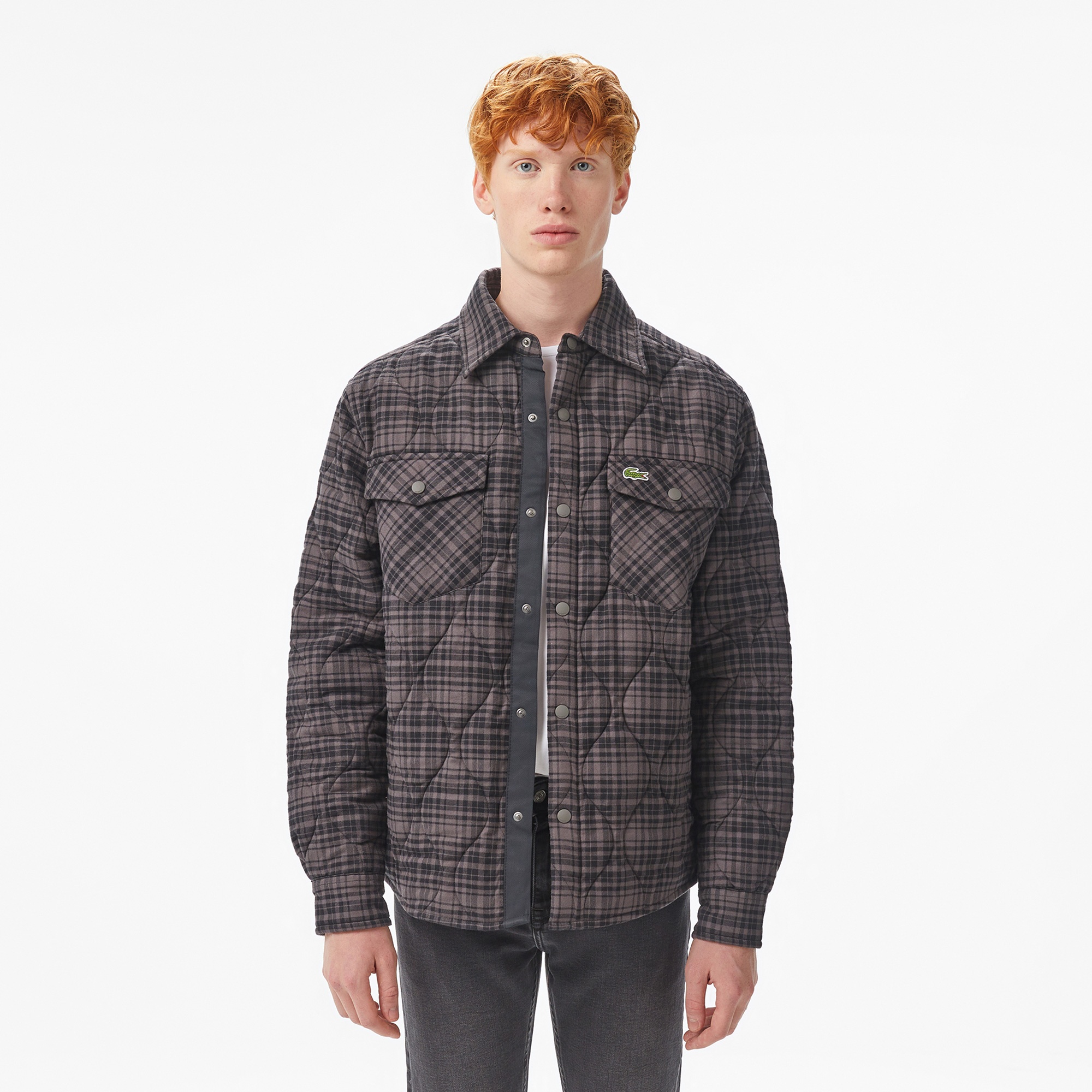 Erkek Relaxed Fit Kareli Siyah Dış Gömlek