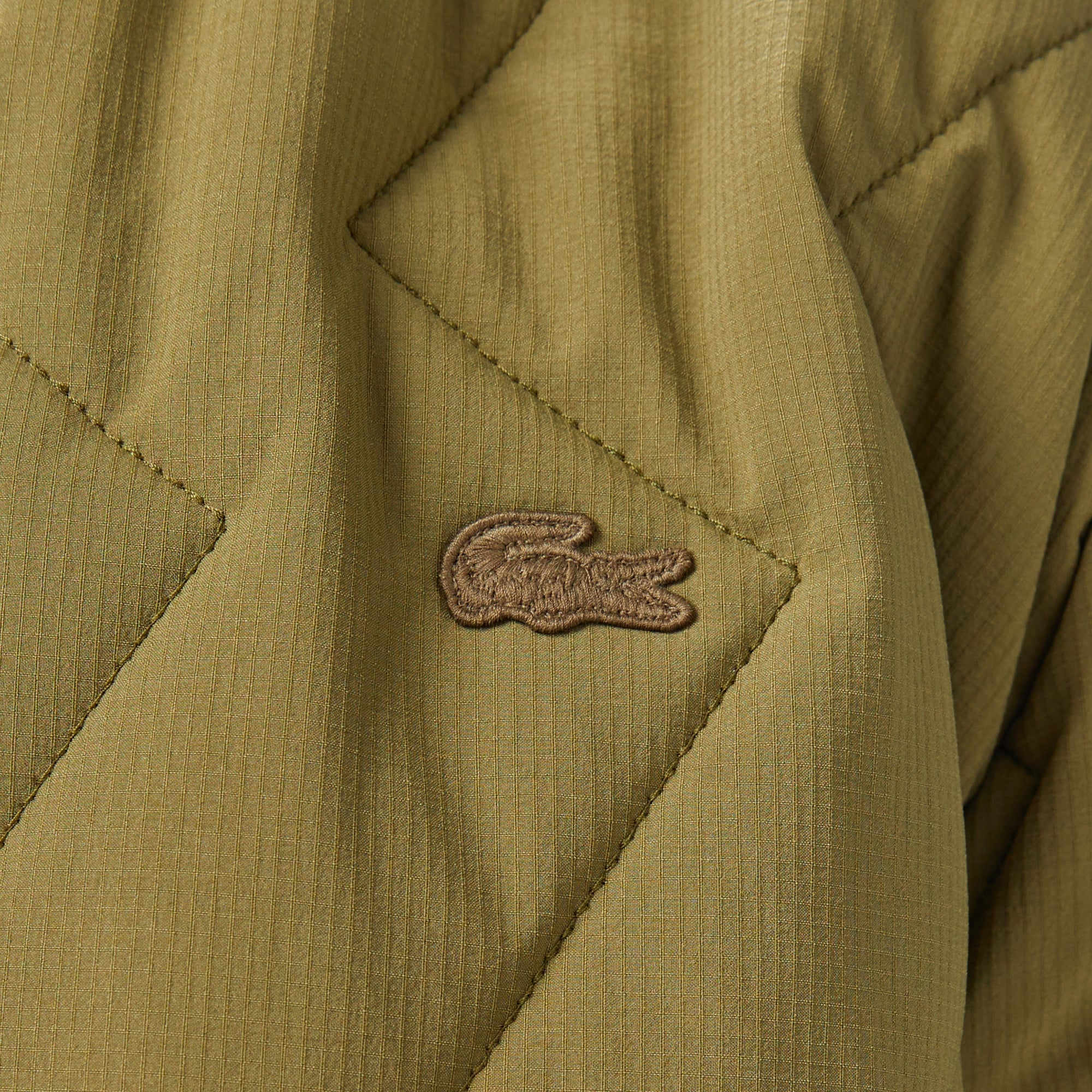 Erkek Dik Yaka Kapitone Haki Mont