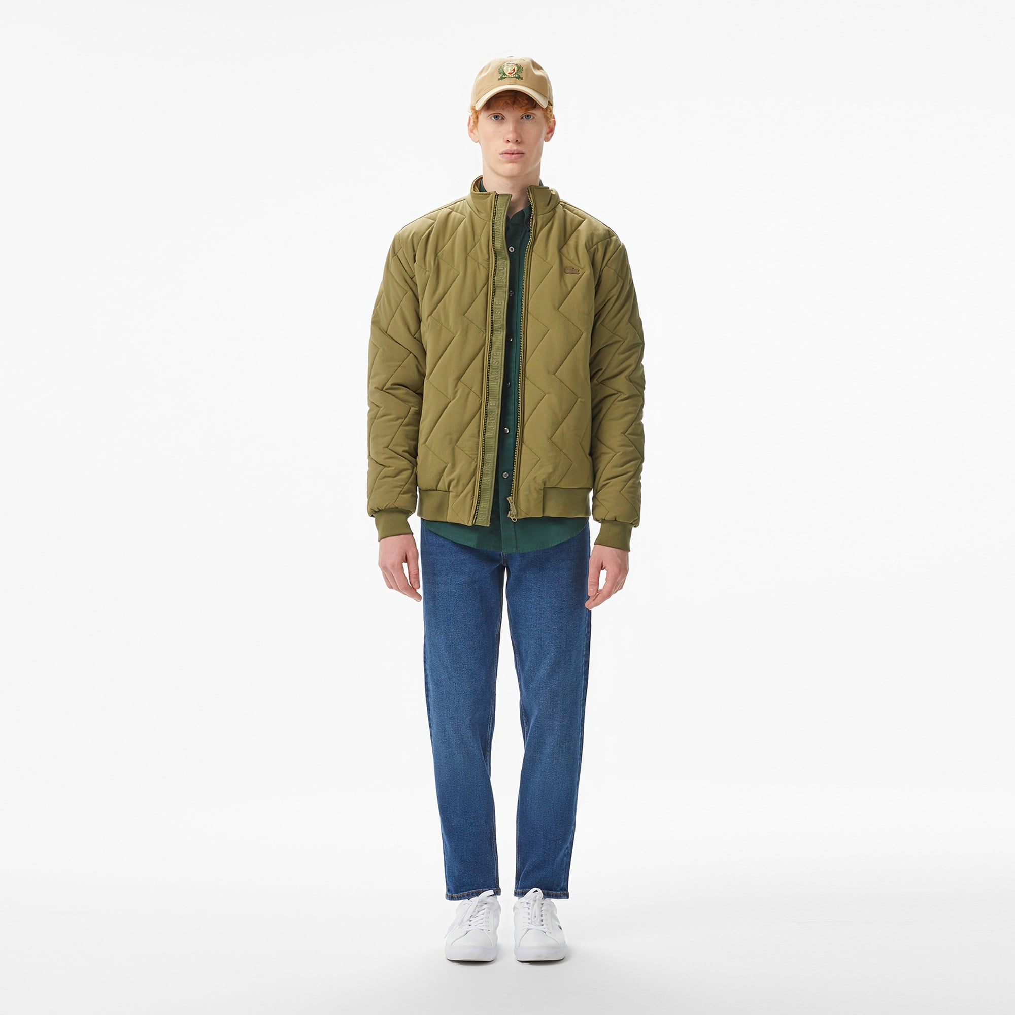 Erkek Dik Yaka Kapitone Haki Mont