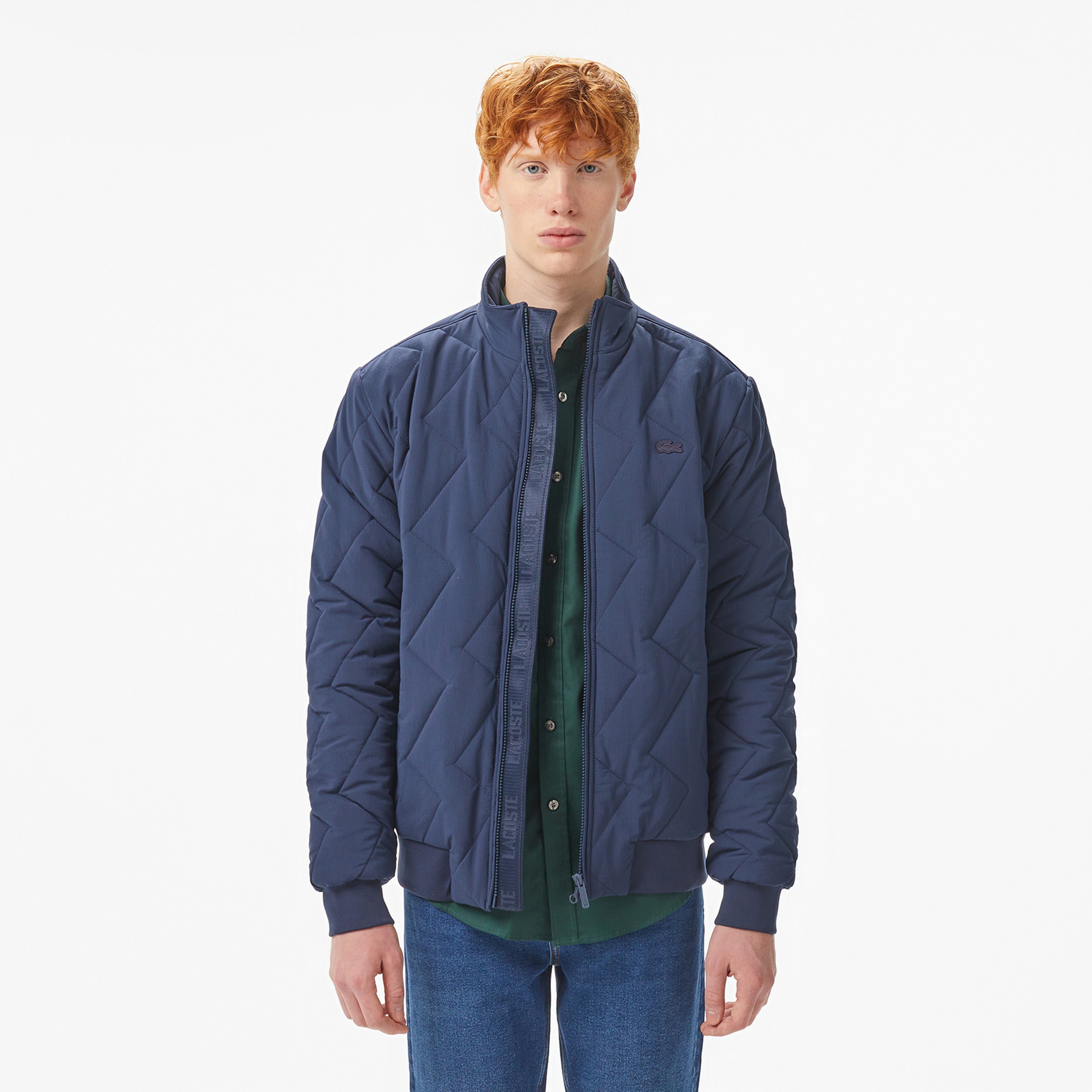 Erkek Dik Yaka Kapitone Lacivert Mont