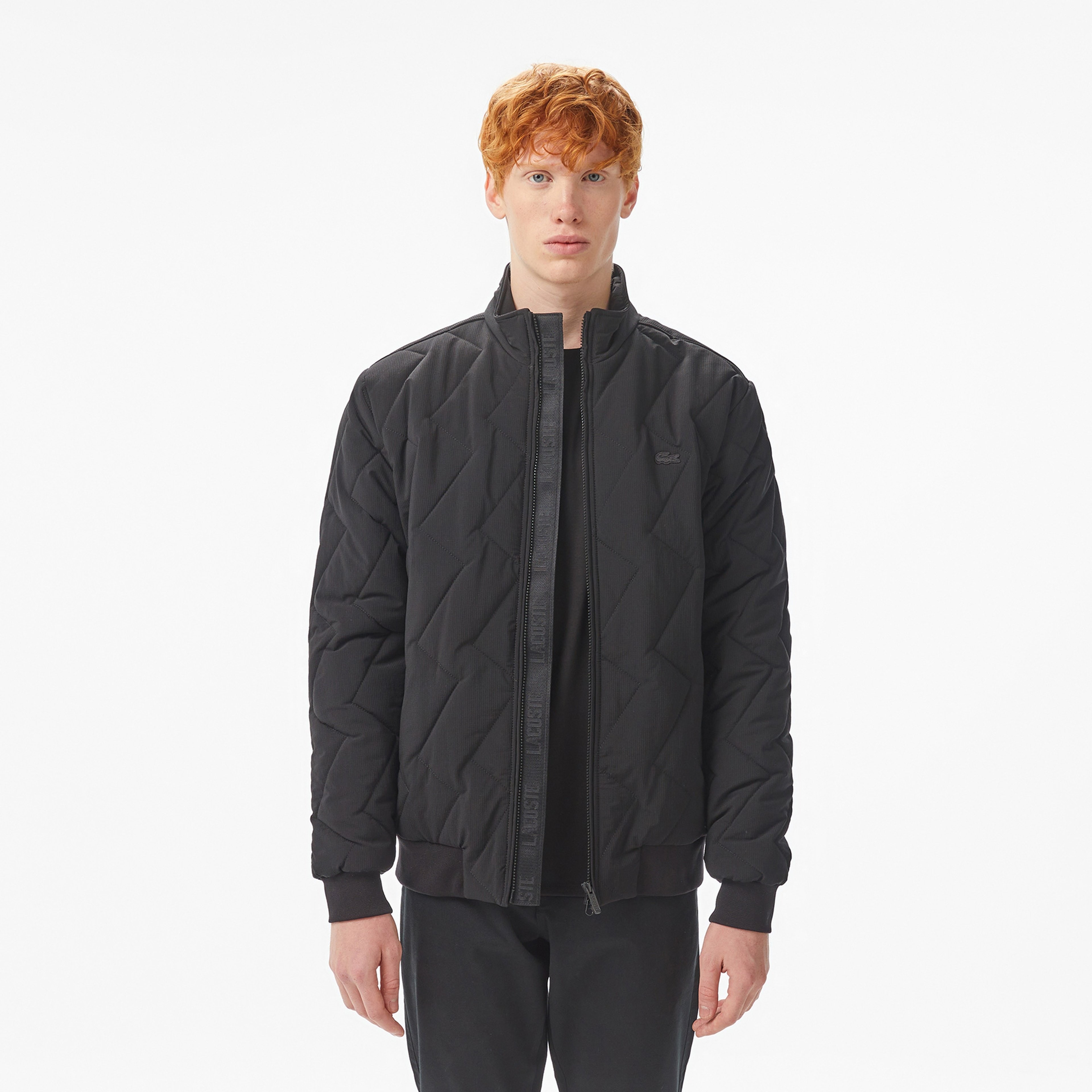 Erkek Dik Yaka Kapitone Siyah Mont