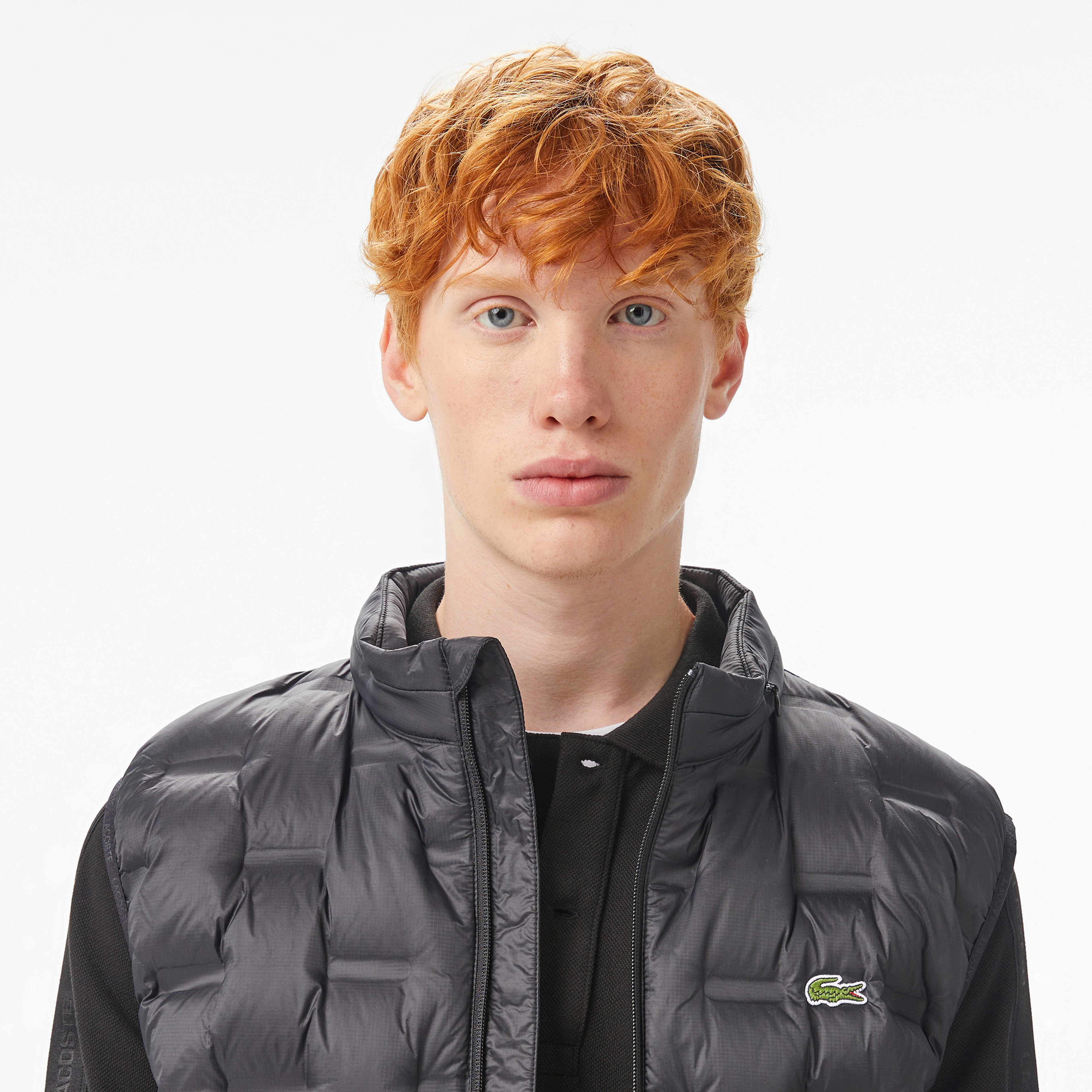 Erkek Dik Yaka Kapitone Siyah Yelek