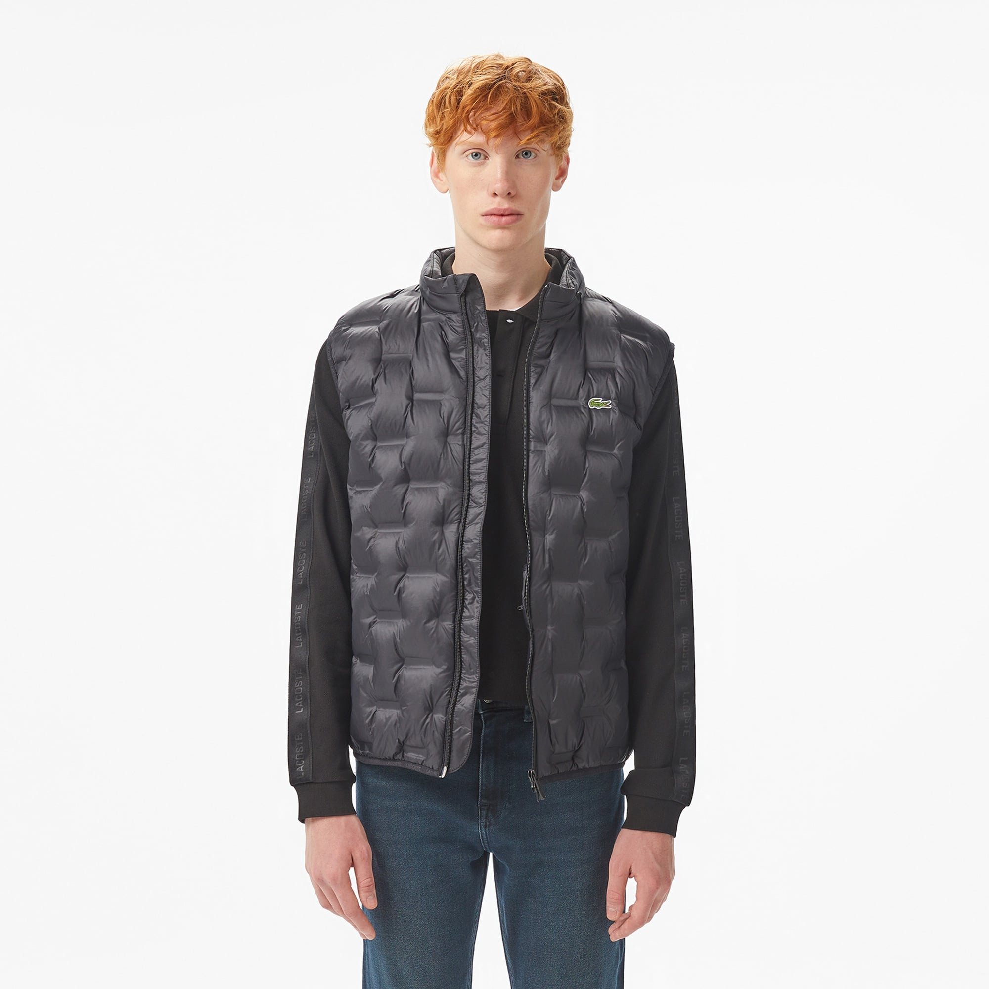 Erkek Dik Yaka Kapitone Siyah Yelek