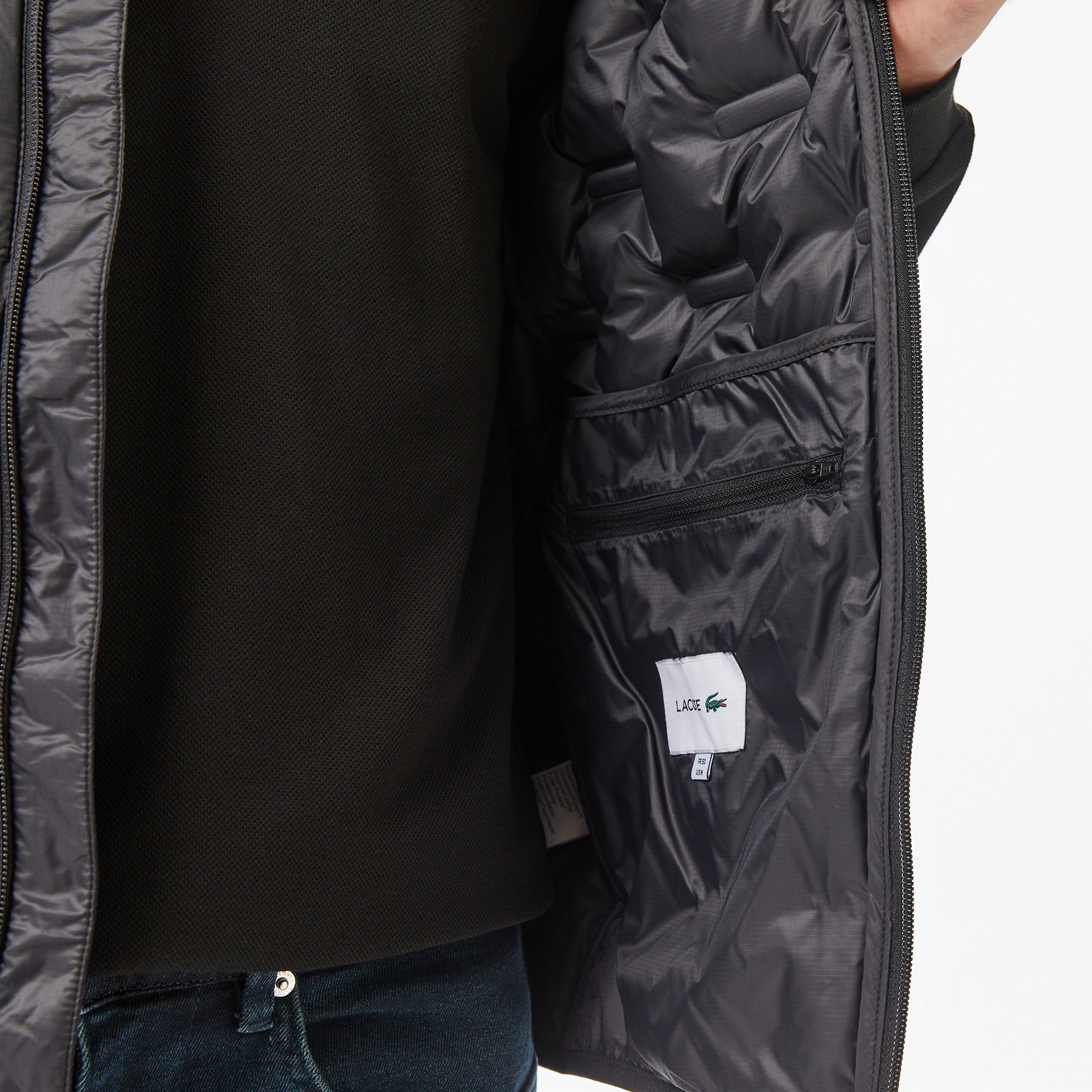 Erkek Dik Yaka Kapitone Siyah Yelek