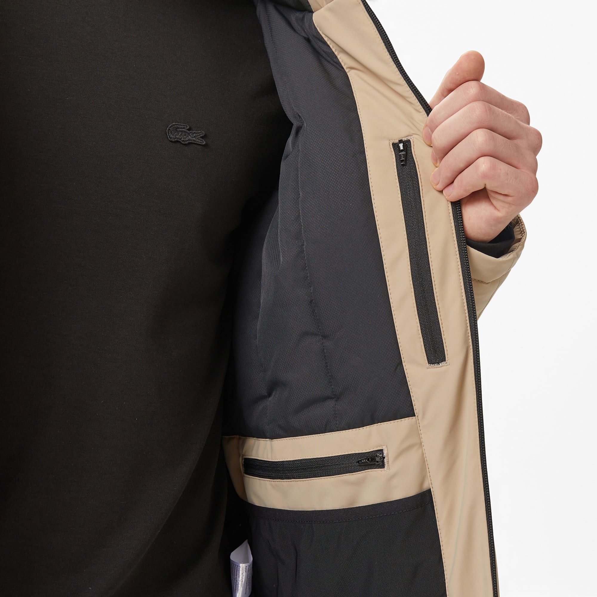 Erkek Kapüşonlu Bej Mont