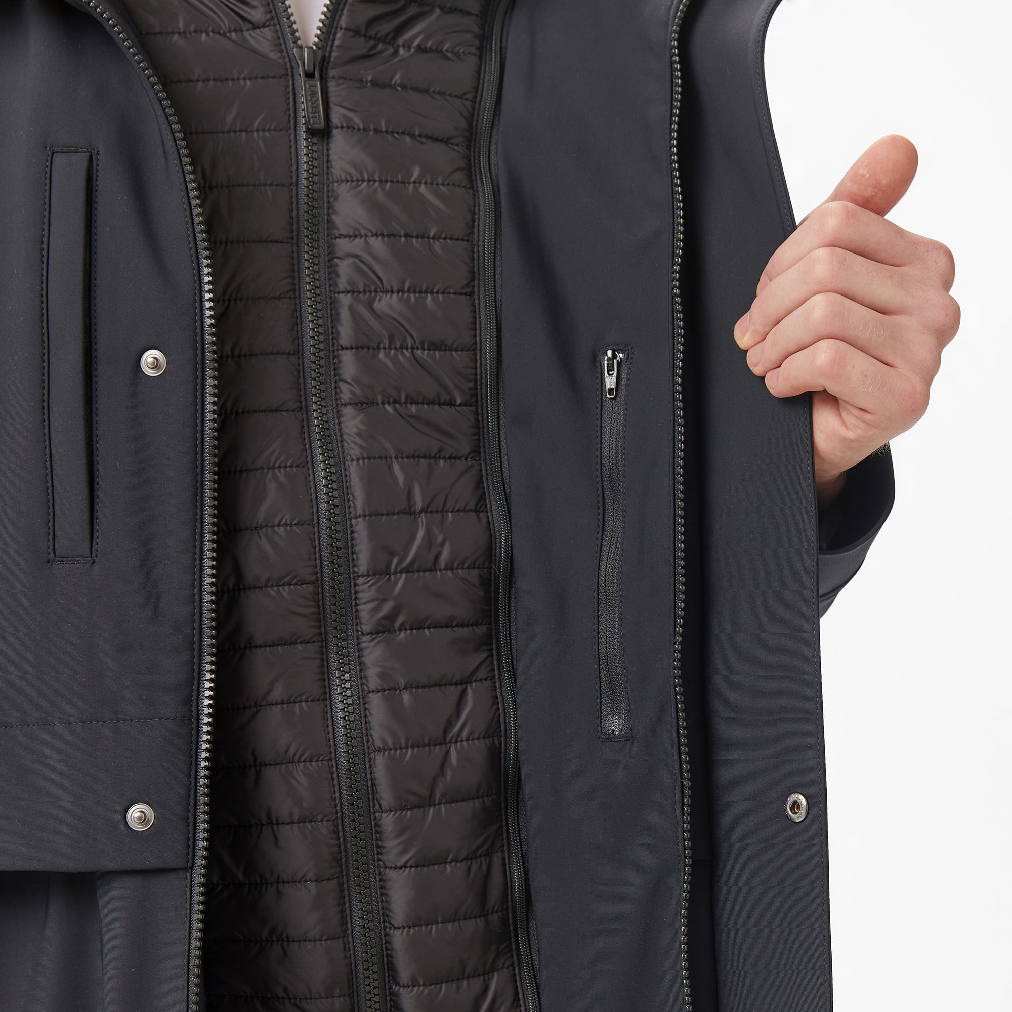 Erkek Kapüşonlu Siyah Trençkot