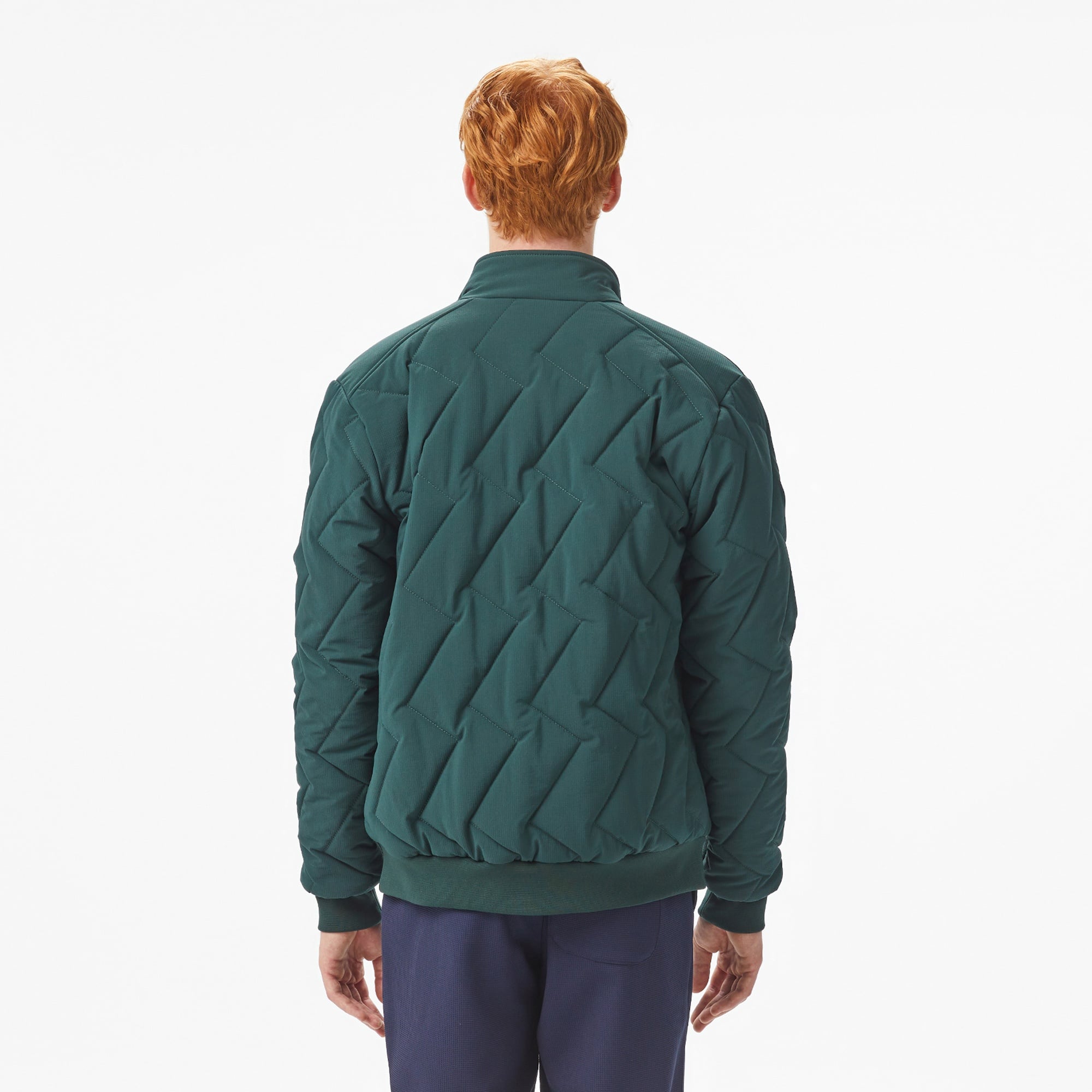 Erkek Dik Yaka Kapitone Koyu Yeşil Mont