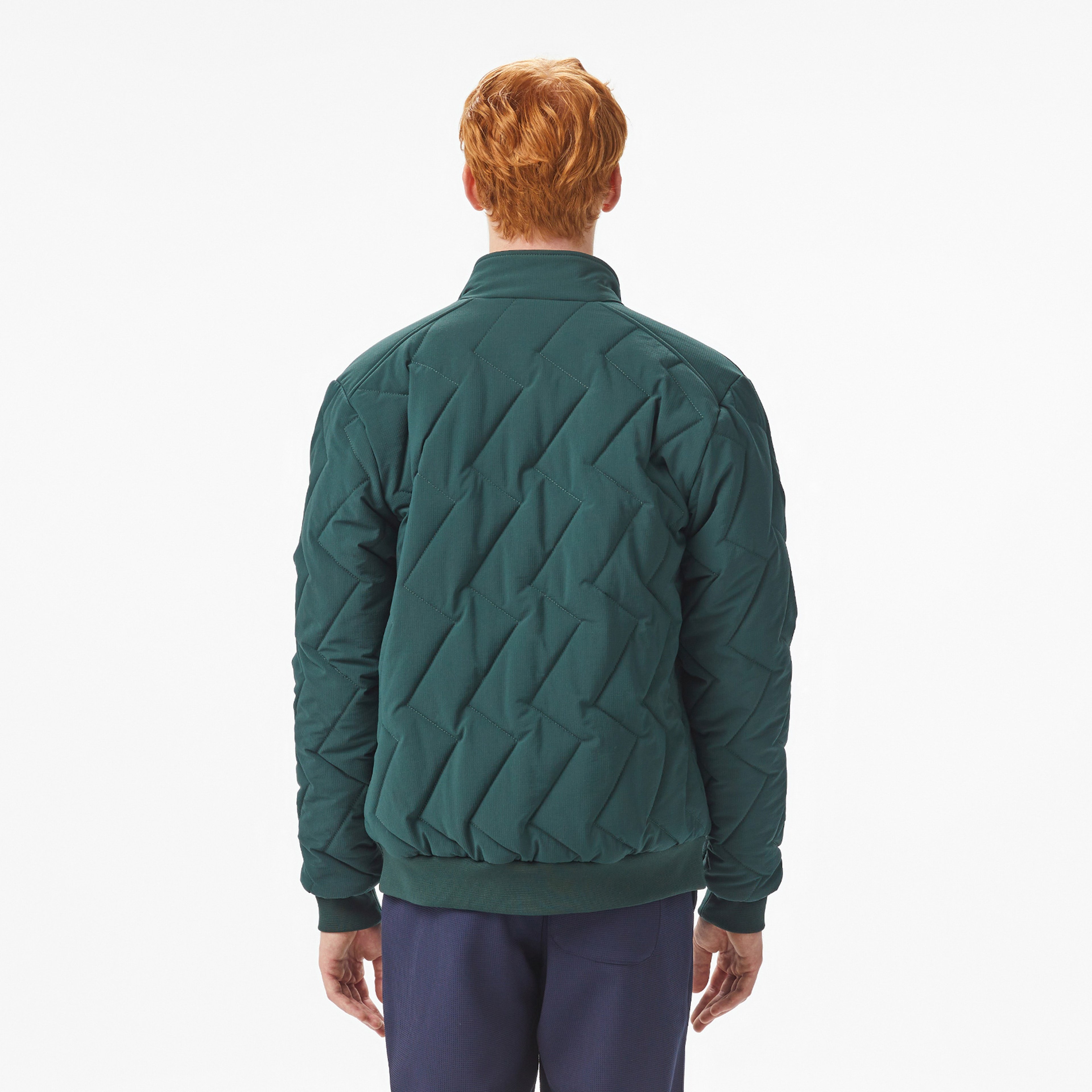 Erkek Dik Yaka Kapitone Koyu Yeşil Mont