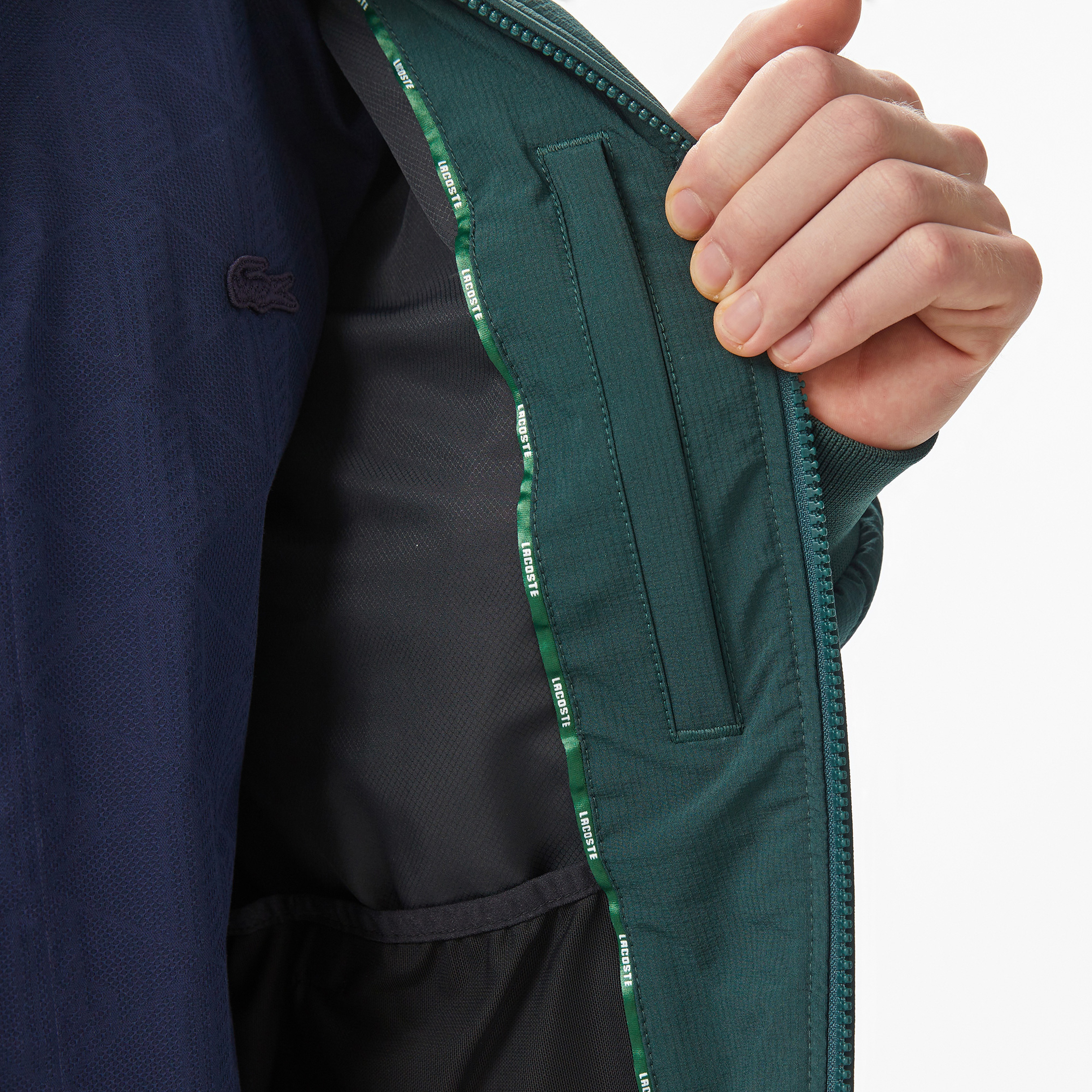 Erkek Dik Yaka Kapitone Koyu Yeşil Mont