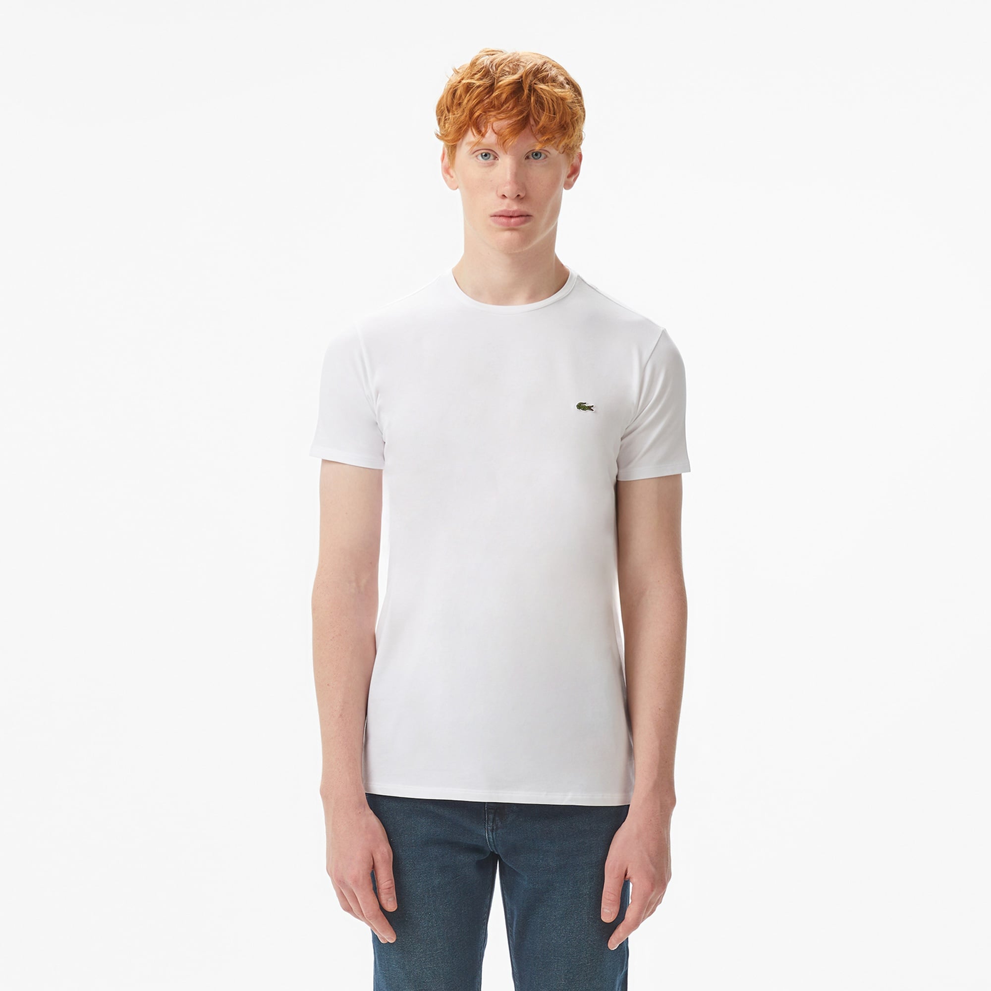 Erkek Slim Fit Bisiklet Yaka Beyaz T-Shirt