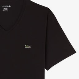 Erkek Slim Fit V Yaka Siyah T-Shirt Siyah