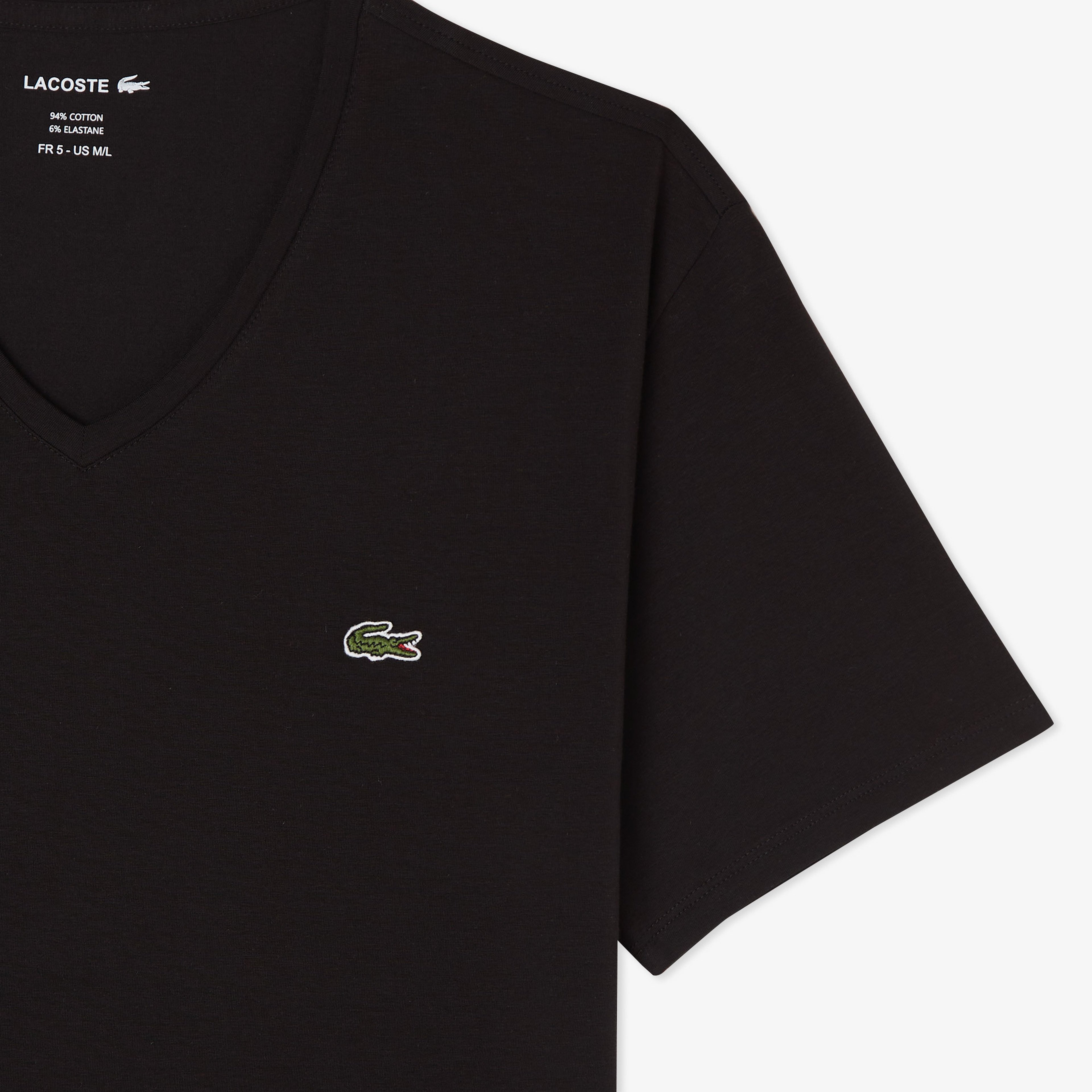 Erkek Slim Fit V Yaka Siyah T-Shirt