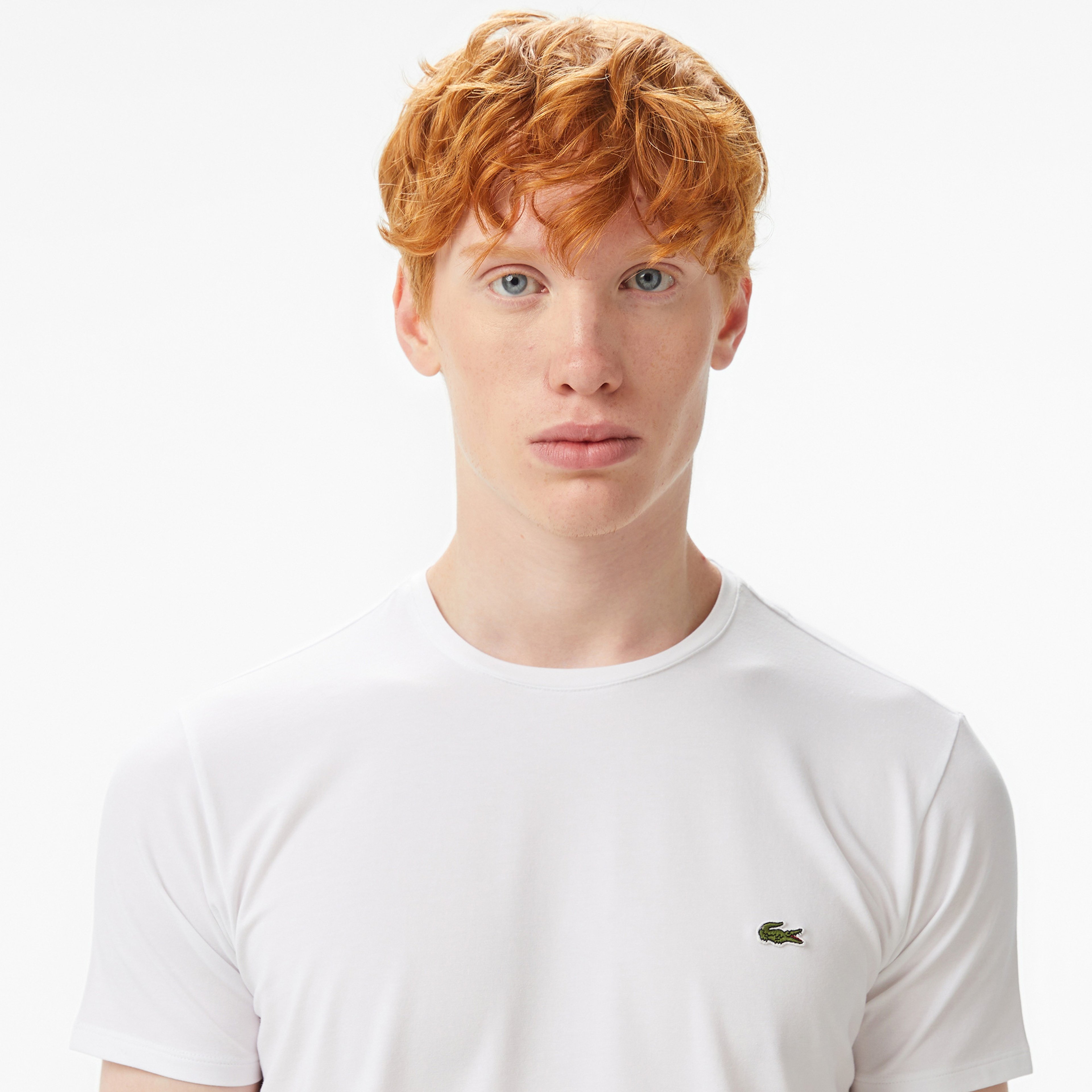 Erkek Slim Fit Bisiklet Yaka Beyaz T-Shirt