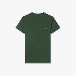 Erkek Slim Fit Bisiklet Yaka Koyu Yeşil T-Shirt Yeşil