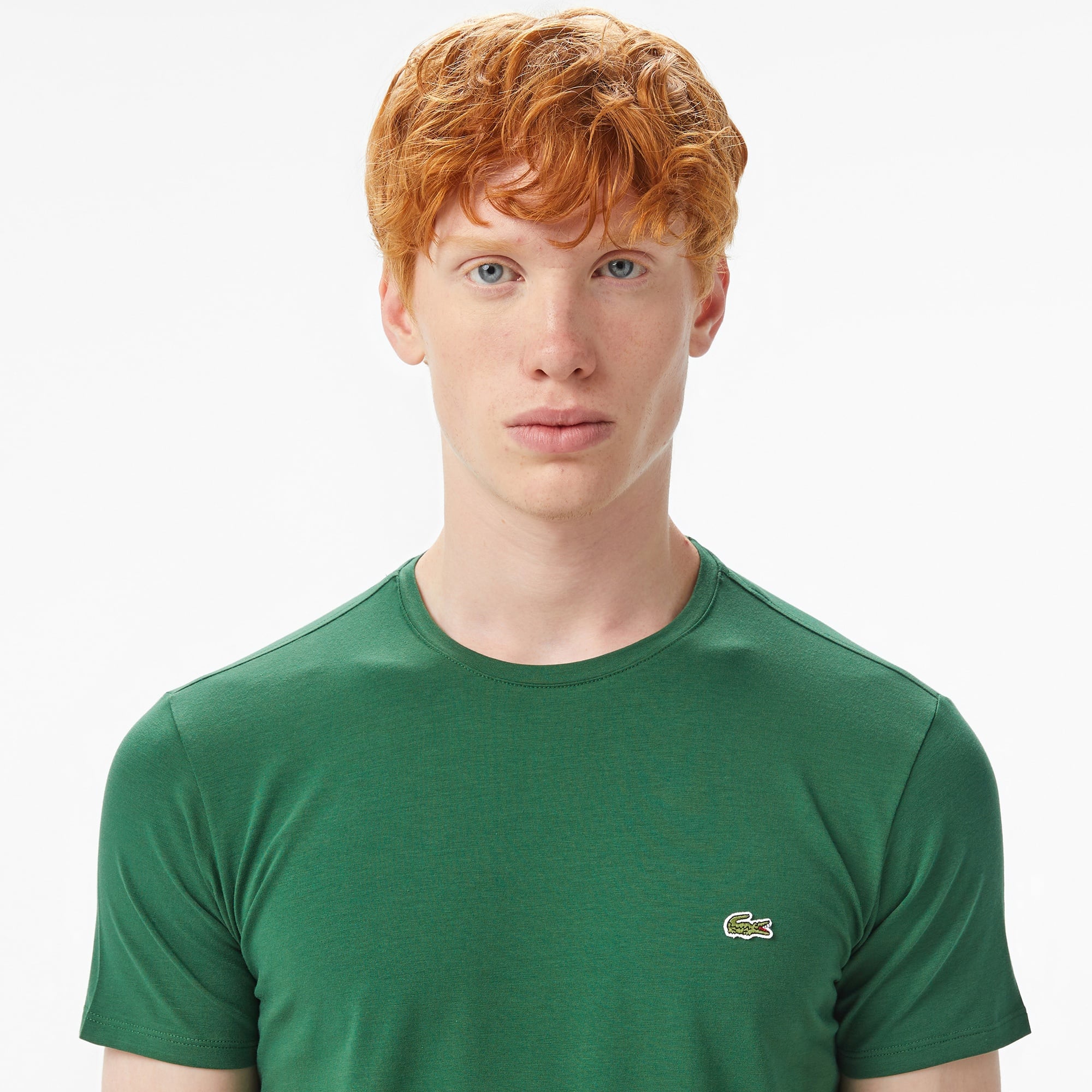 Erkek Slim Fit Bisiklet Yaka Koyu Yeşil T-Shirt