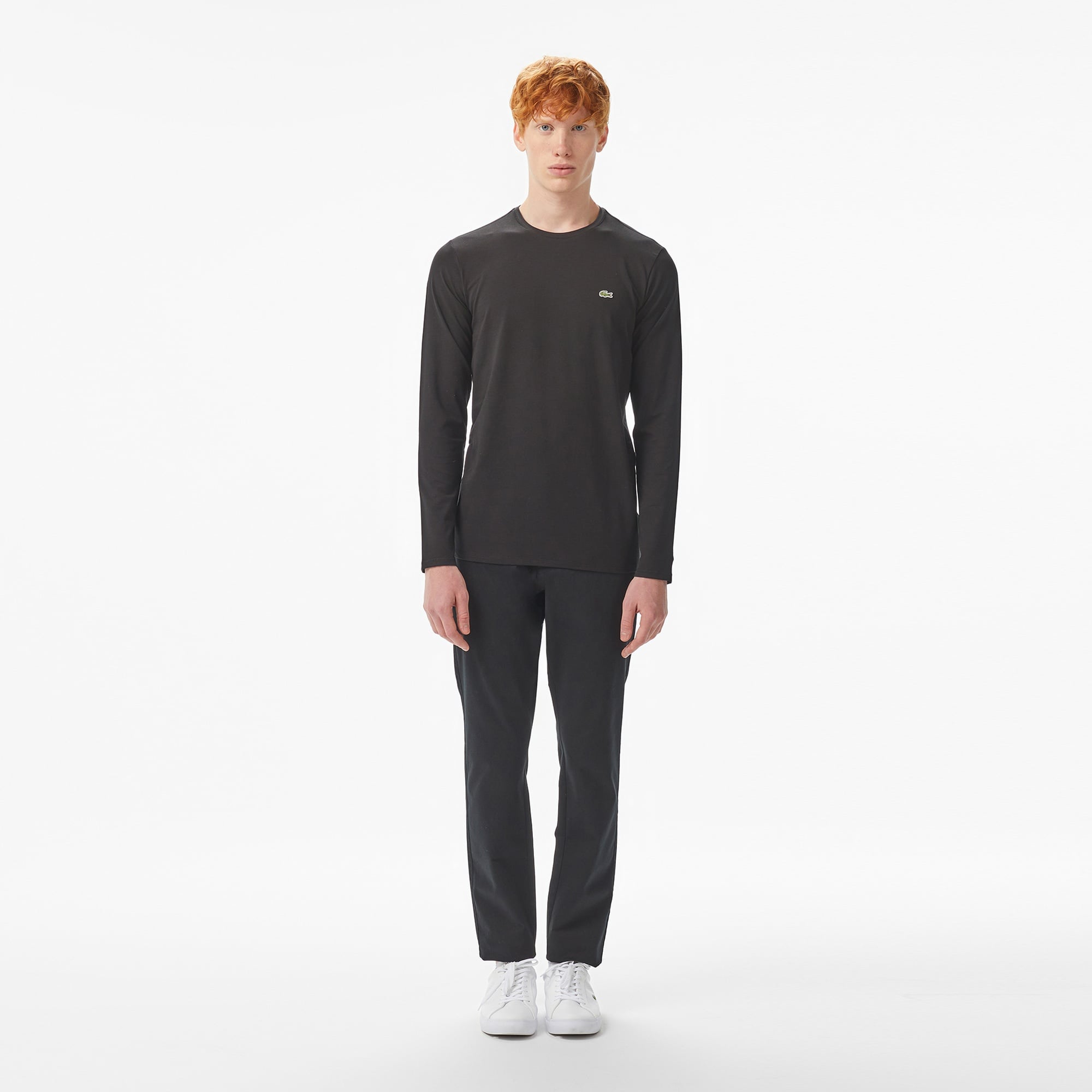 Erkek Regular Fit Uzun Kollu Bisiklet Yaka Siyah T-Shirt