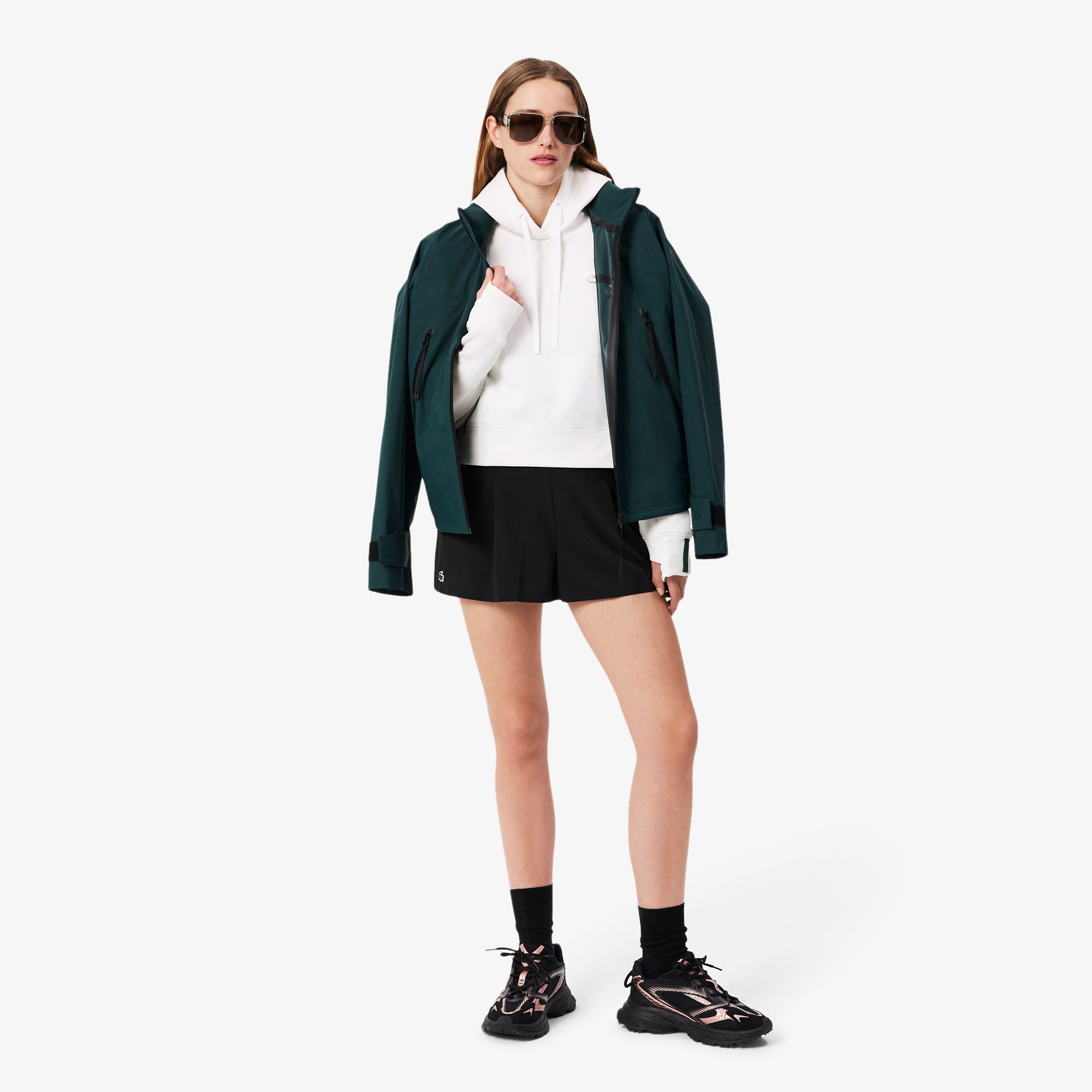 Lacoste Kadın Relaxed Fit Kapüşonlu Beyaz Sweatshirt