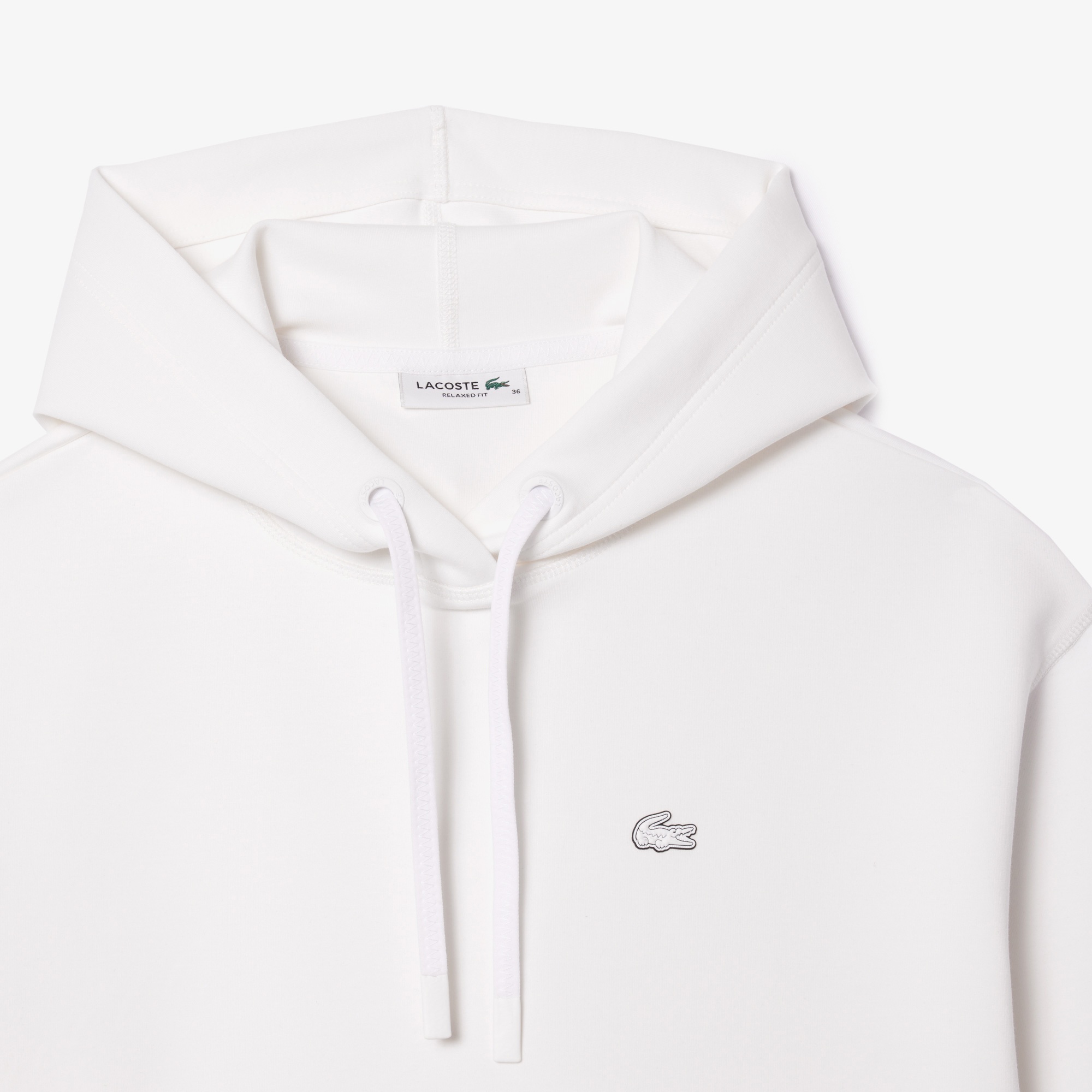 Lacoste Kadın Relaxed Fit Kapüşonlu Beyaz Sweatshirt