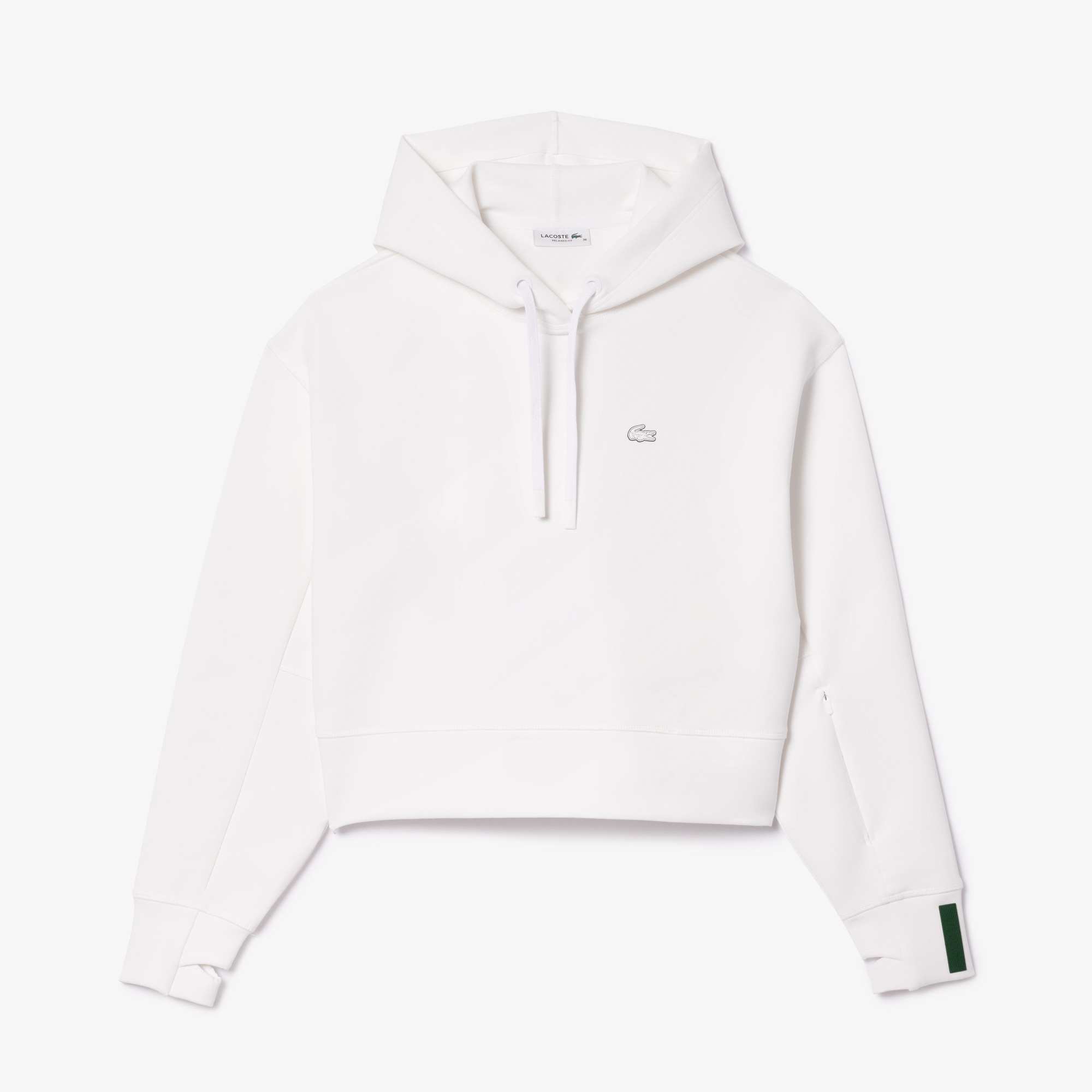 Lacoste Kadın Relaxed Fit Kapüşonlu Beyaz Sweatshirt