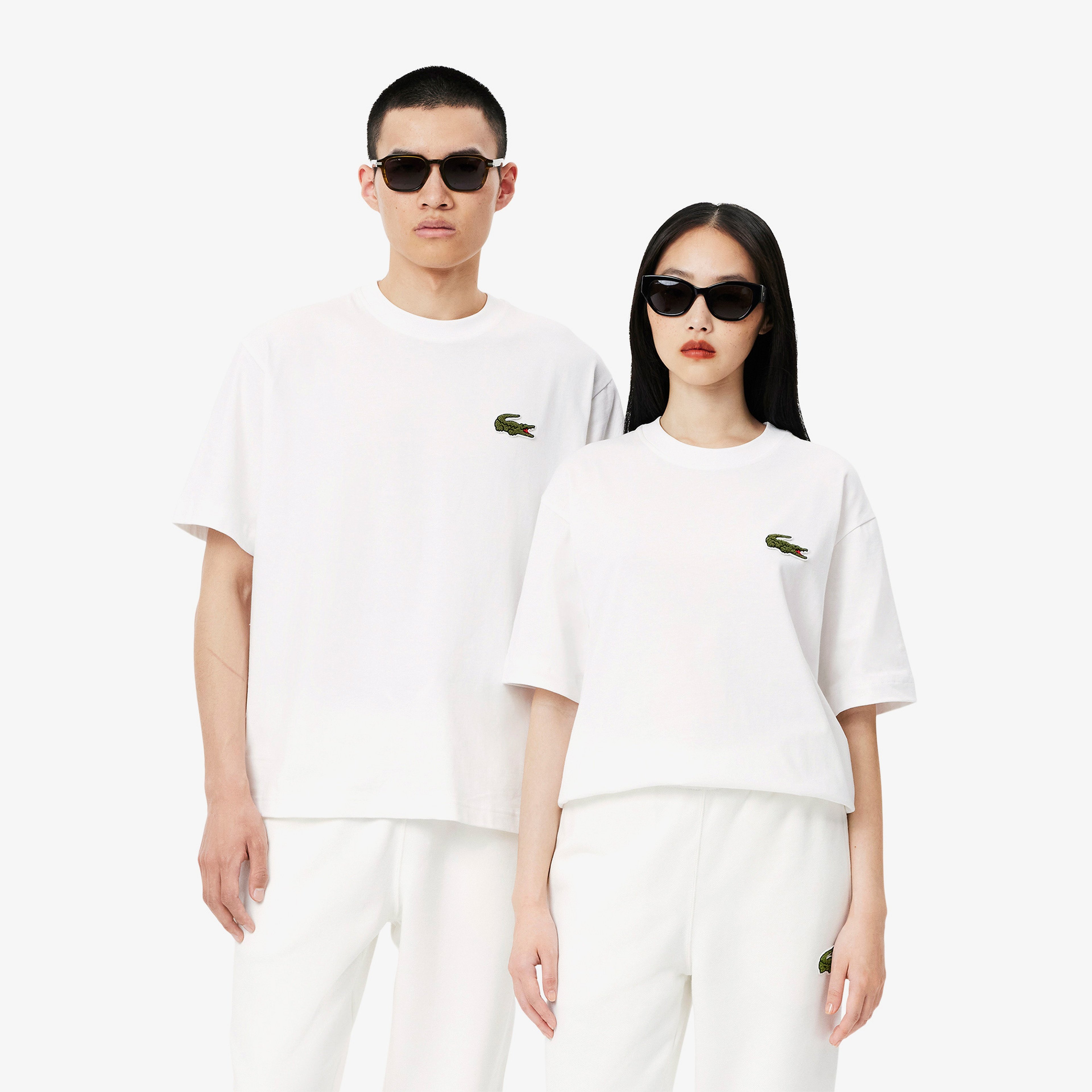 Unisex Loose Fit Bisiklet Yaka Organik Pamuk Beyaz T-Shirt