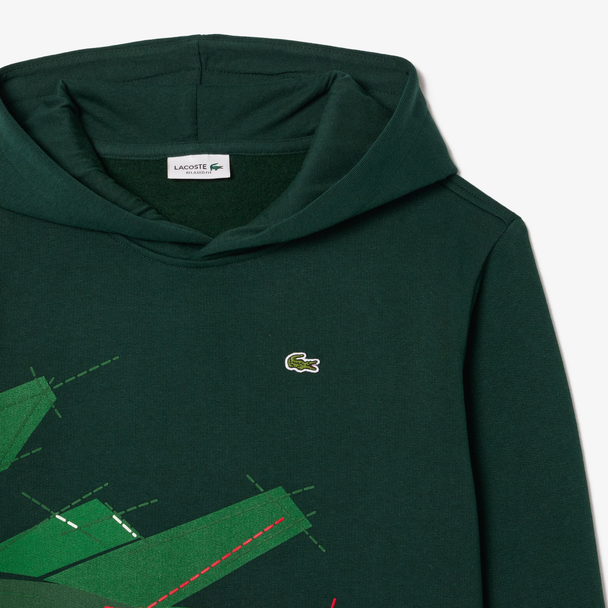 Lacoste Çocuk Kapüşonlu Baskılı Koyu Yeşil Sweatshirt görsel 3