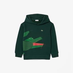 Çocuk Kapüşonlu Baskılı Yeşil Sweatshirt Yeşil