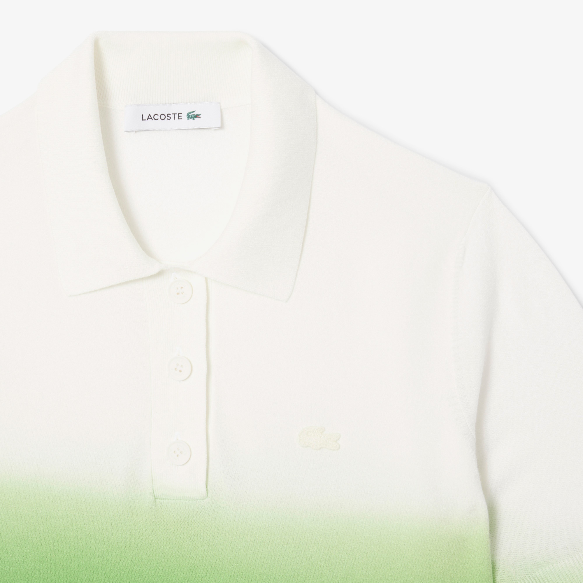 Lacoste Kadın Classic Fit Kısa Kollu Polo Yaka Renk Bloklu Yeşil Triko