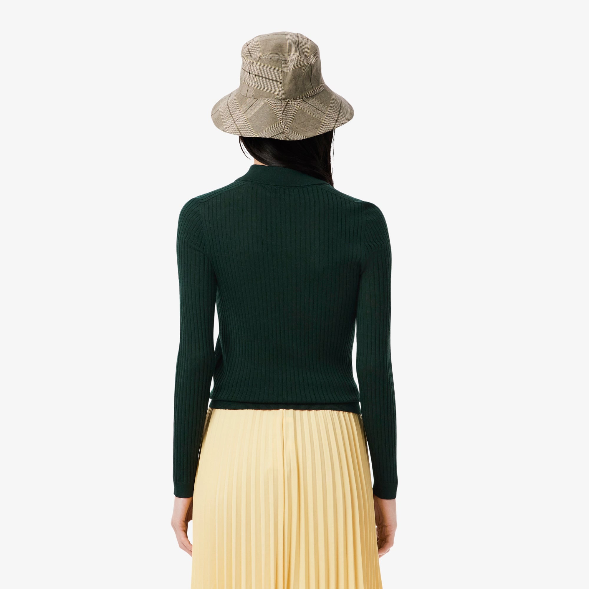 Kadın Regular Fit Polo Yaka Yeşil Kazak