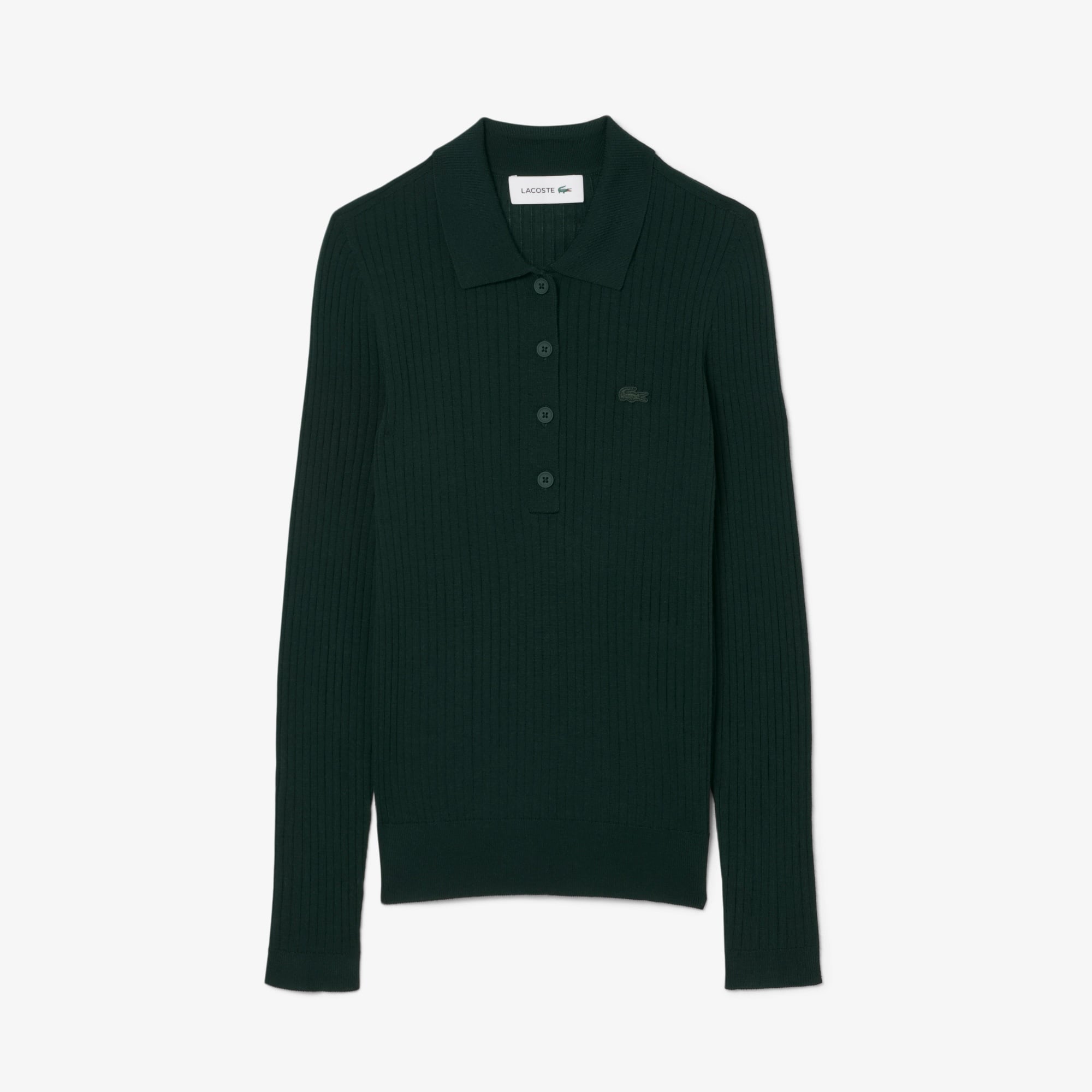 Kadın Regular Fit Polo Yaka Yeşil Kazak