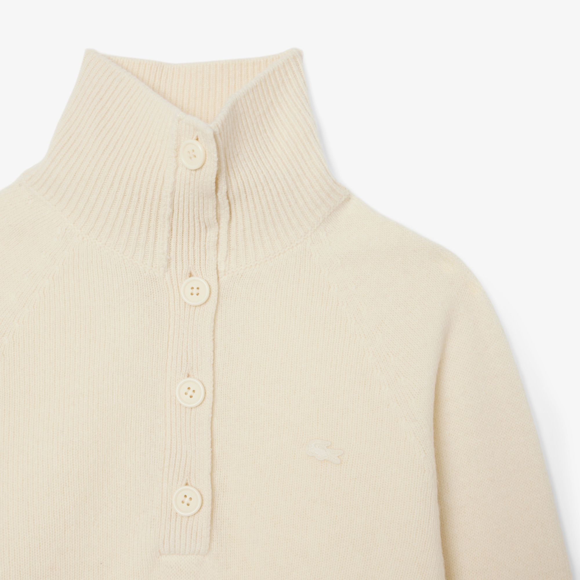 Kadın Classic Fit Dik Yaka Krem Kazak