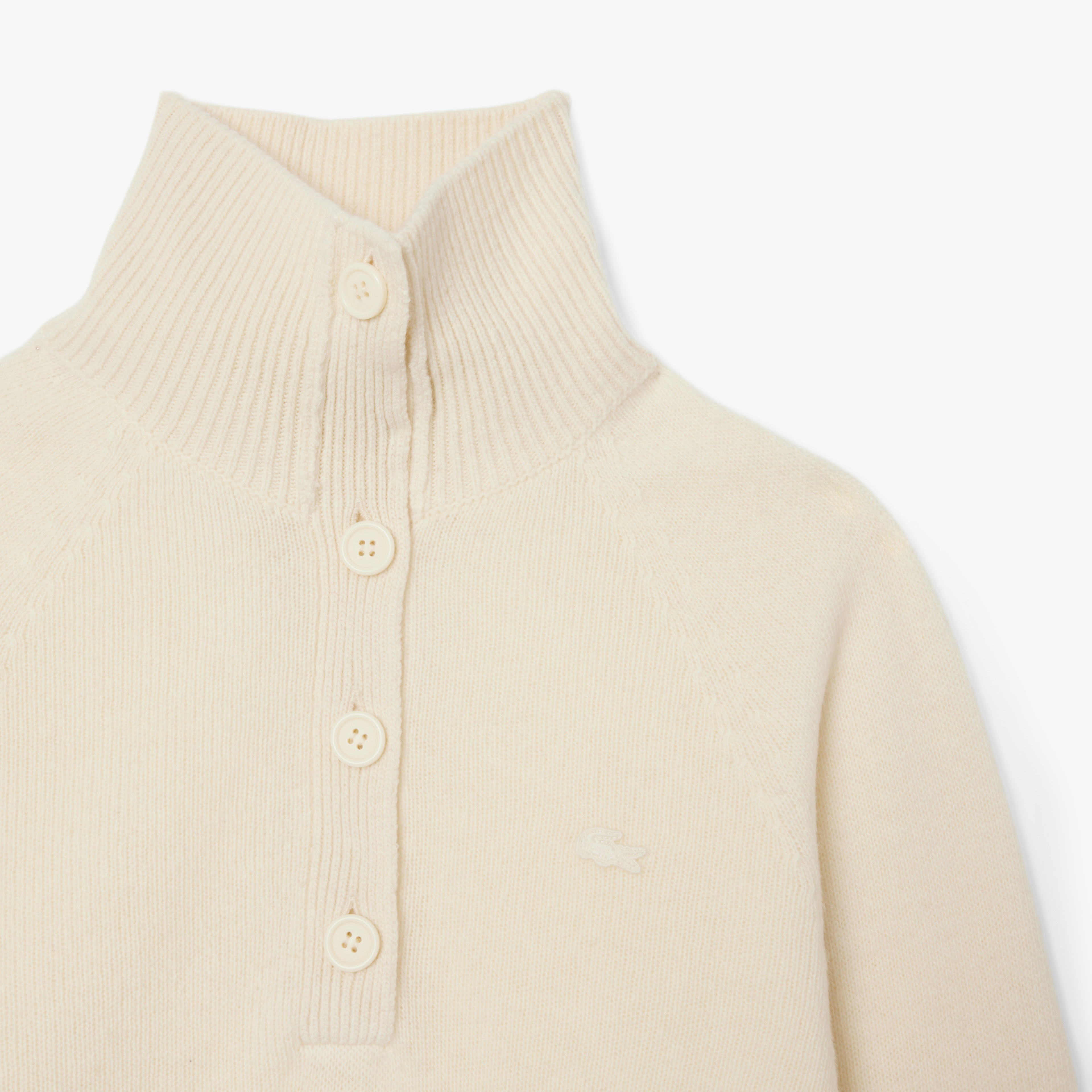 Kadın Classic Fit Dik Yaka Krem Kazak